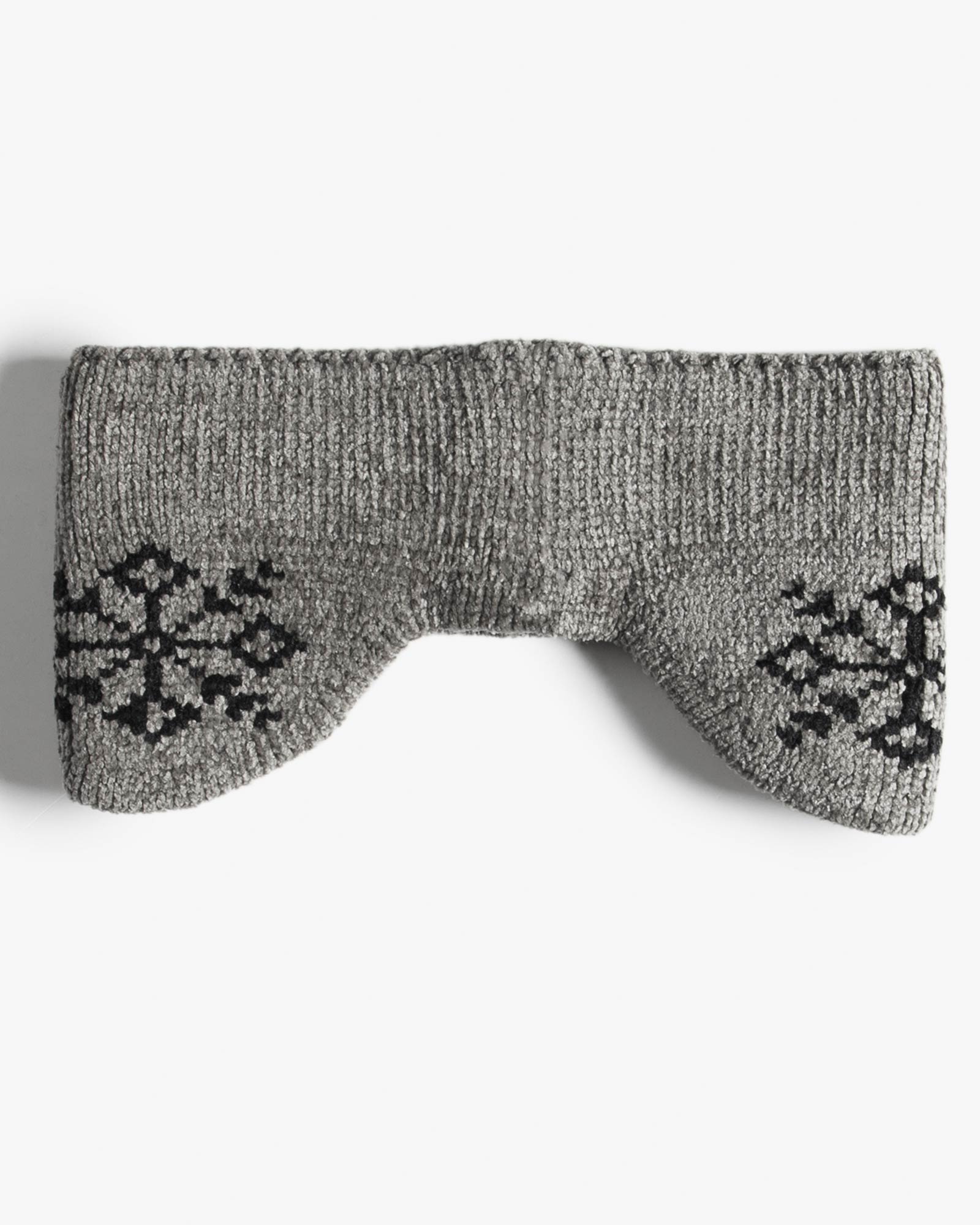 هدبند بافت گوش دار طرح دار - طوسی - رو به رو