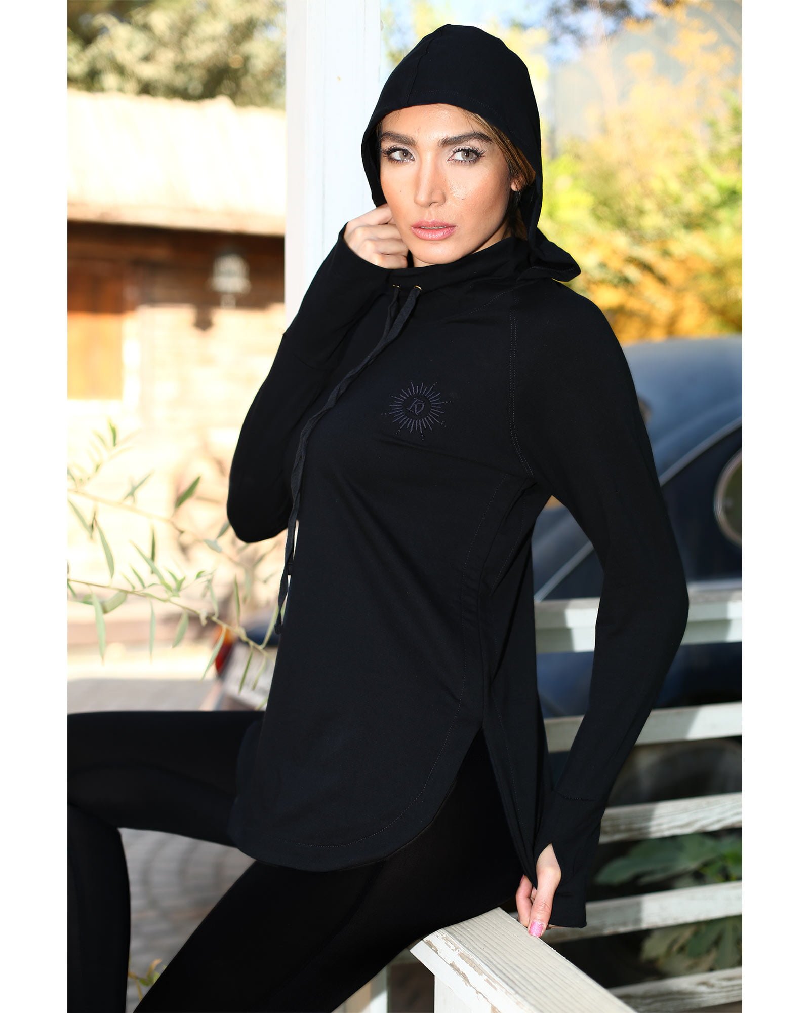 هودی نخی ساده دخترانه - مشکی - هودی زنانه