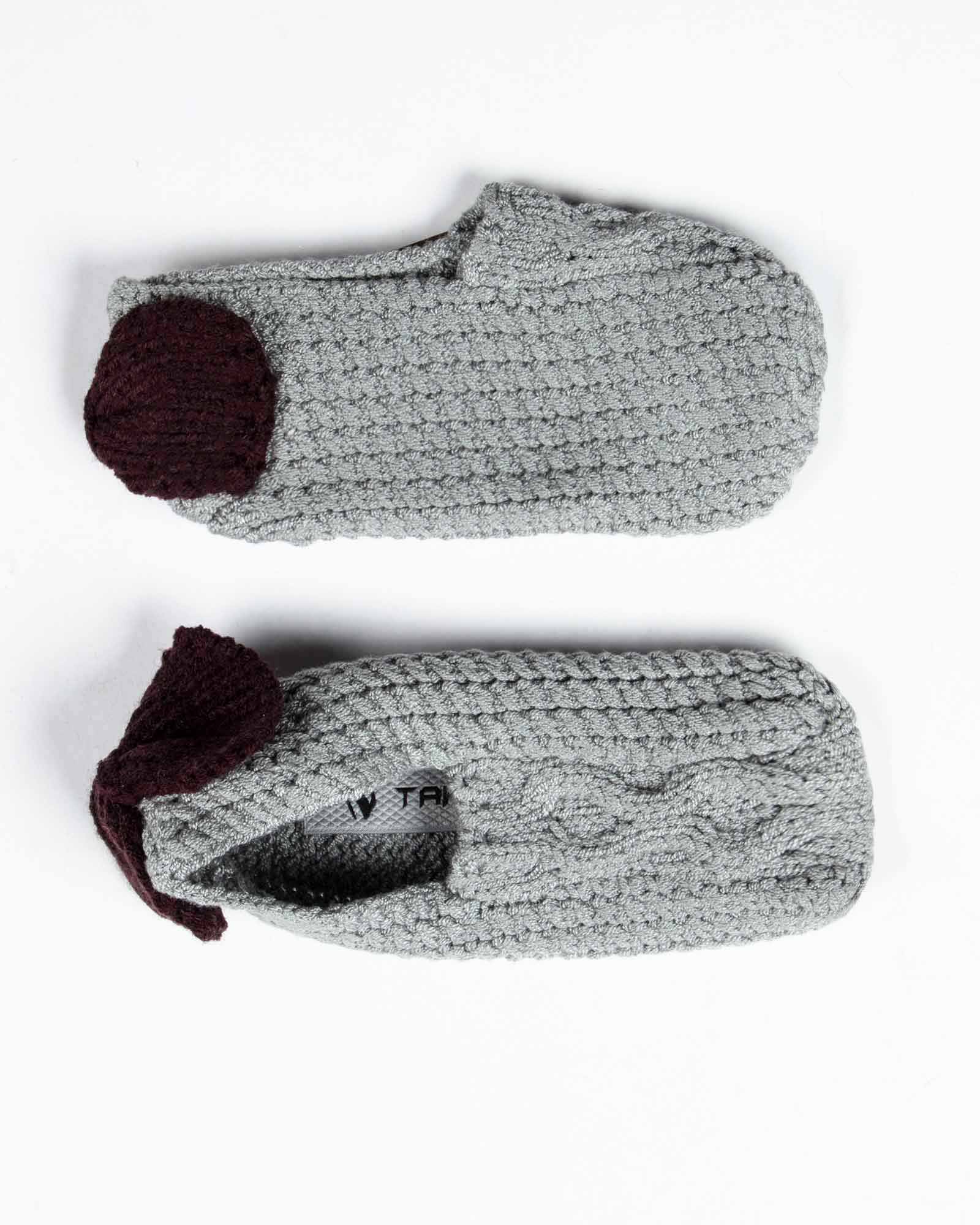 پاپوش بافت دخترانه پاپیون دار - طوسی کمرنگ - بالا