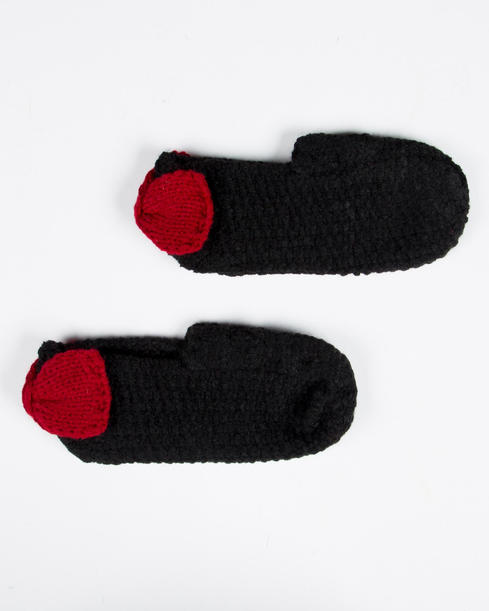 پاپوش بافت دخترانه پاپیون دار - مشکی - بغل