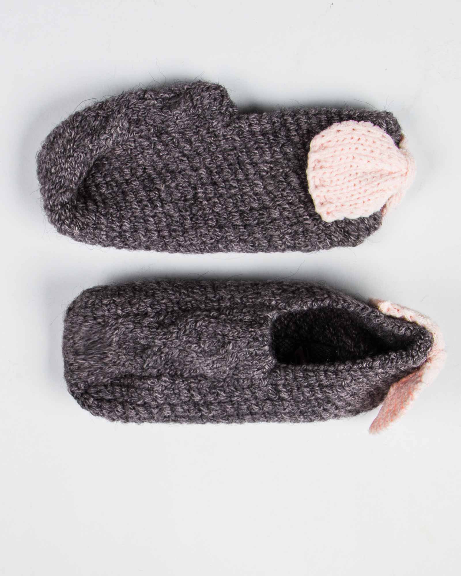 پاپوش بافت دخترانه پاپیون دار - کالباسی تیره - بالا