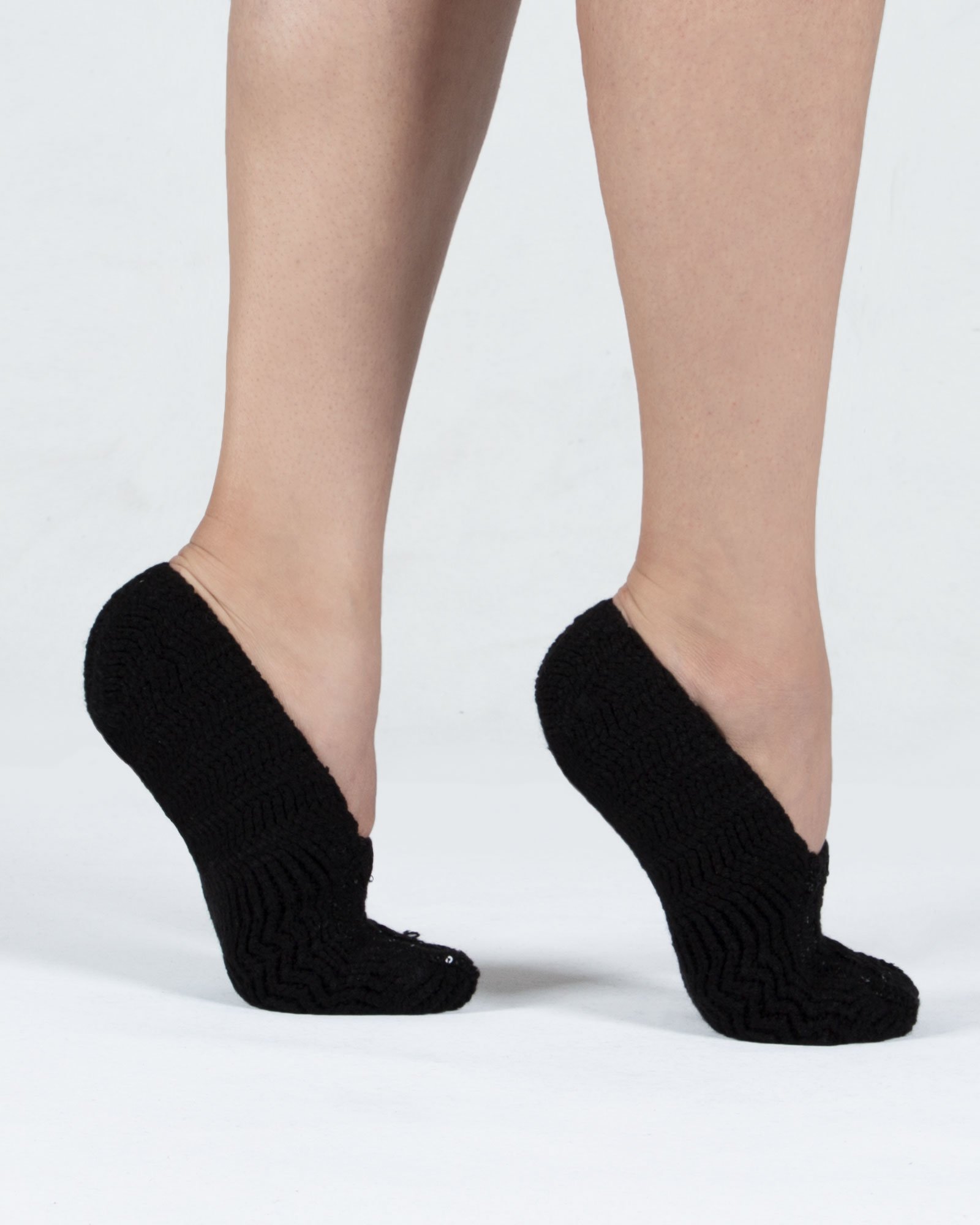 پاپوش بافت زنانه پولک دار - مشکی - بغل