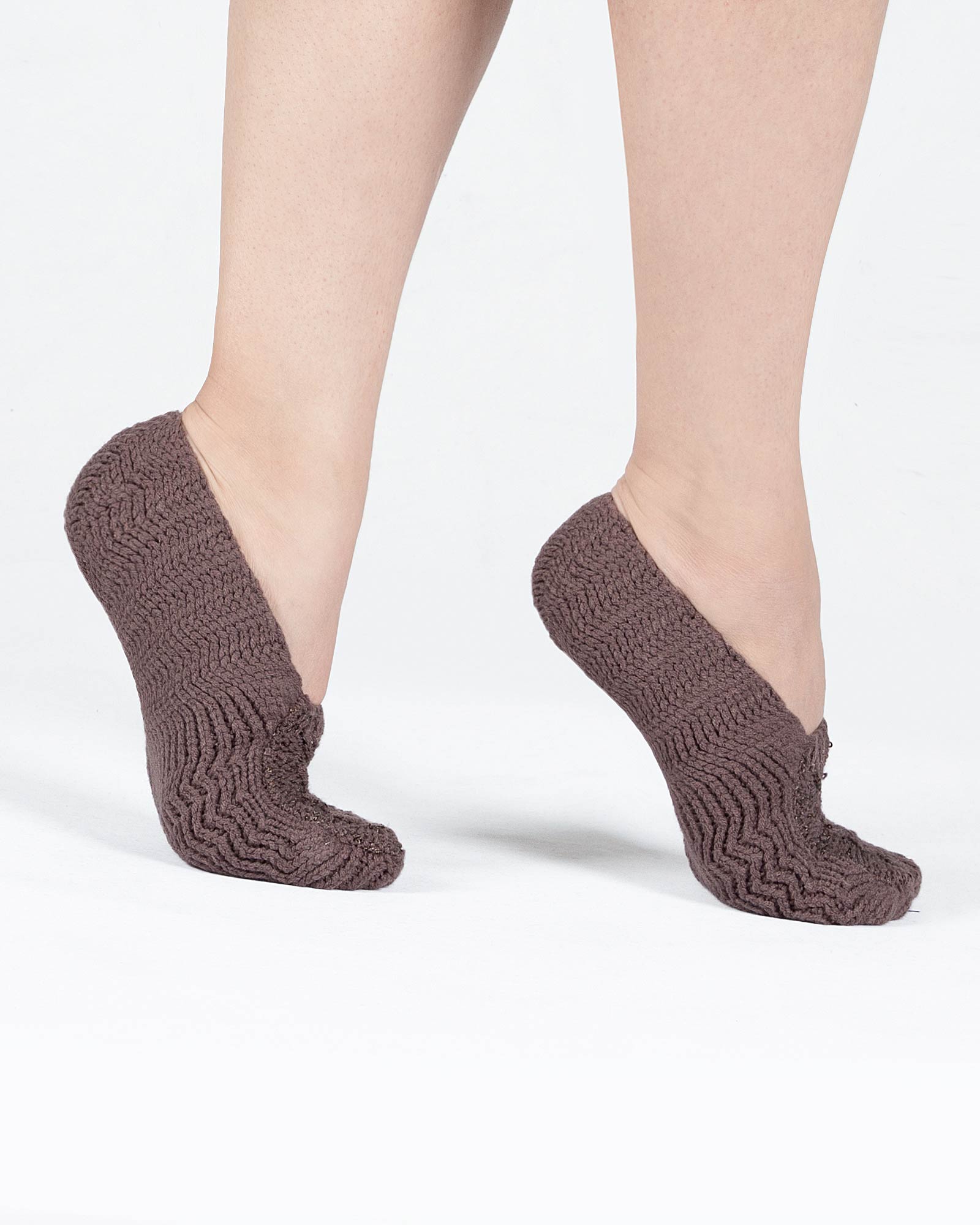 پاپوش بافت زنانه پولک دار - کالباسی تیره - بغل