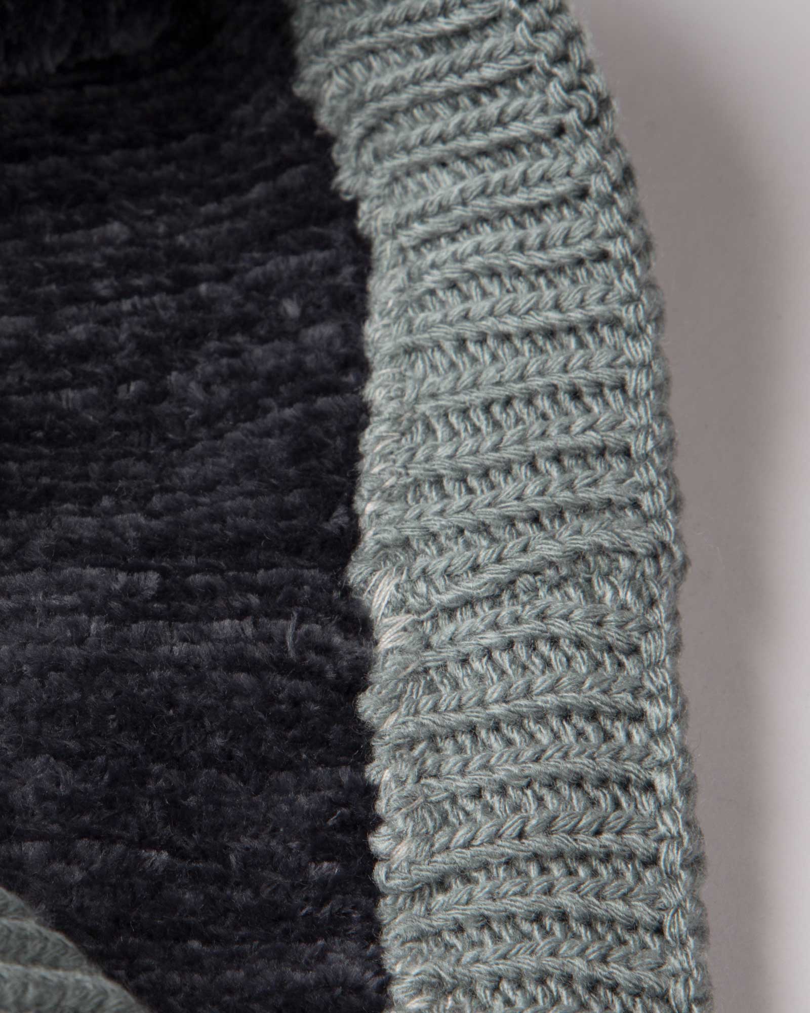 کلاه و شال گردن رینگی بافت راه راه رنگی - دودی - شال رینگی