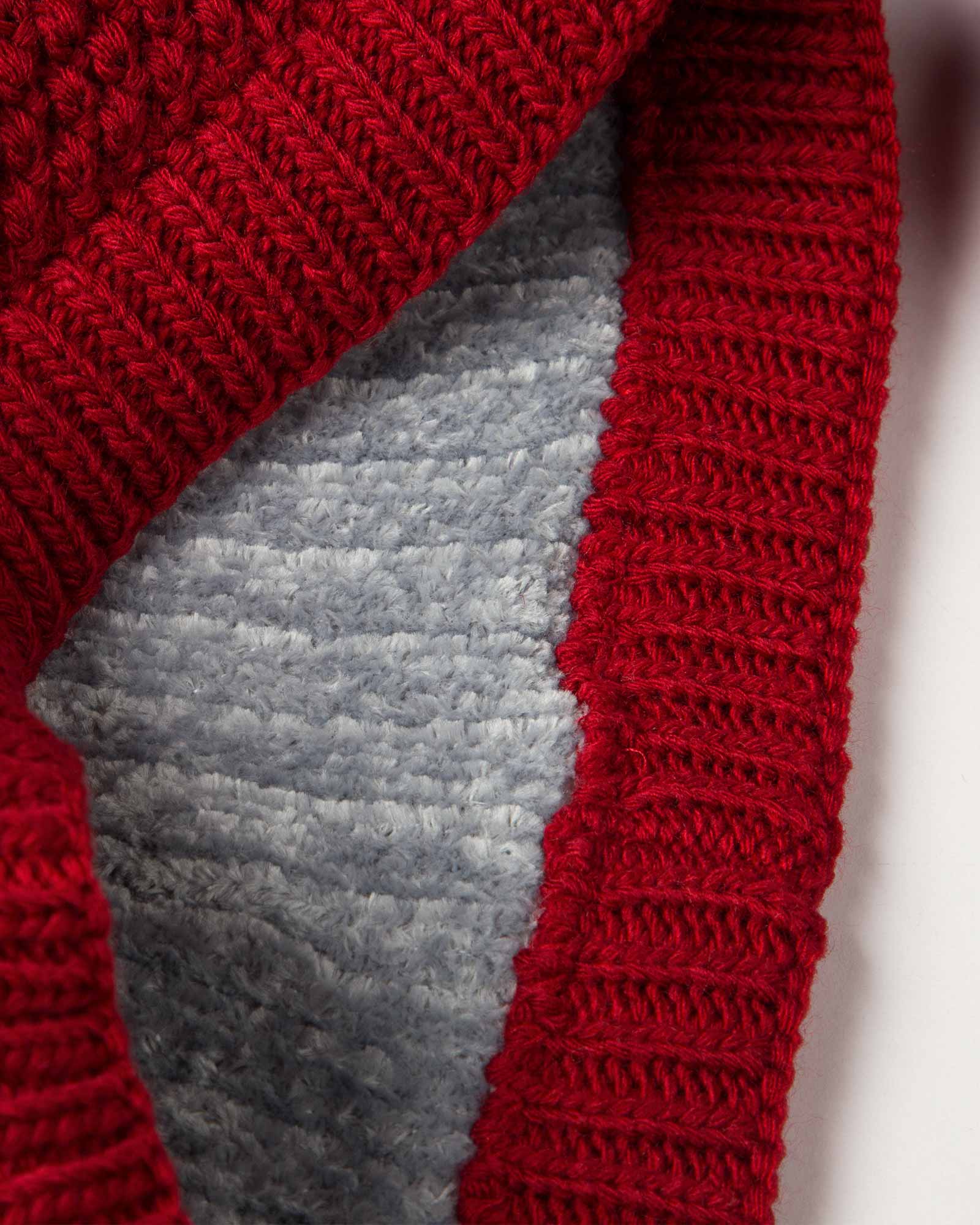 کلاه و شال گردن رینگی بافت راه راه رنگی - طوسی کمرنگ - شال رینگی