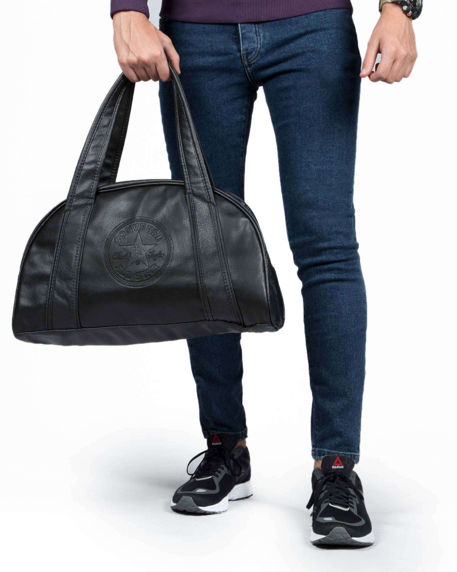 کیف ورزشی چرم مصنوعی - مشکی - مردانه