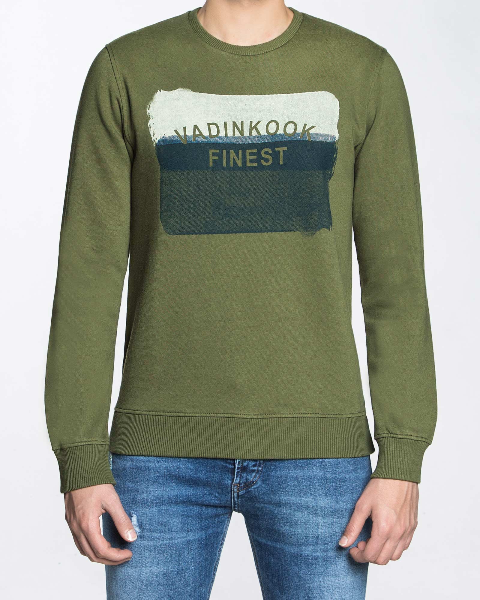 بلوز دورس طرح دار اسپرت مردانه - زیتونی - رو به رو