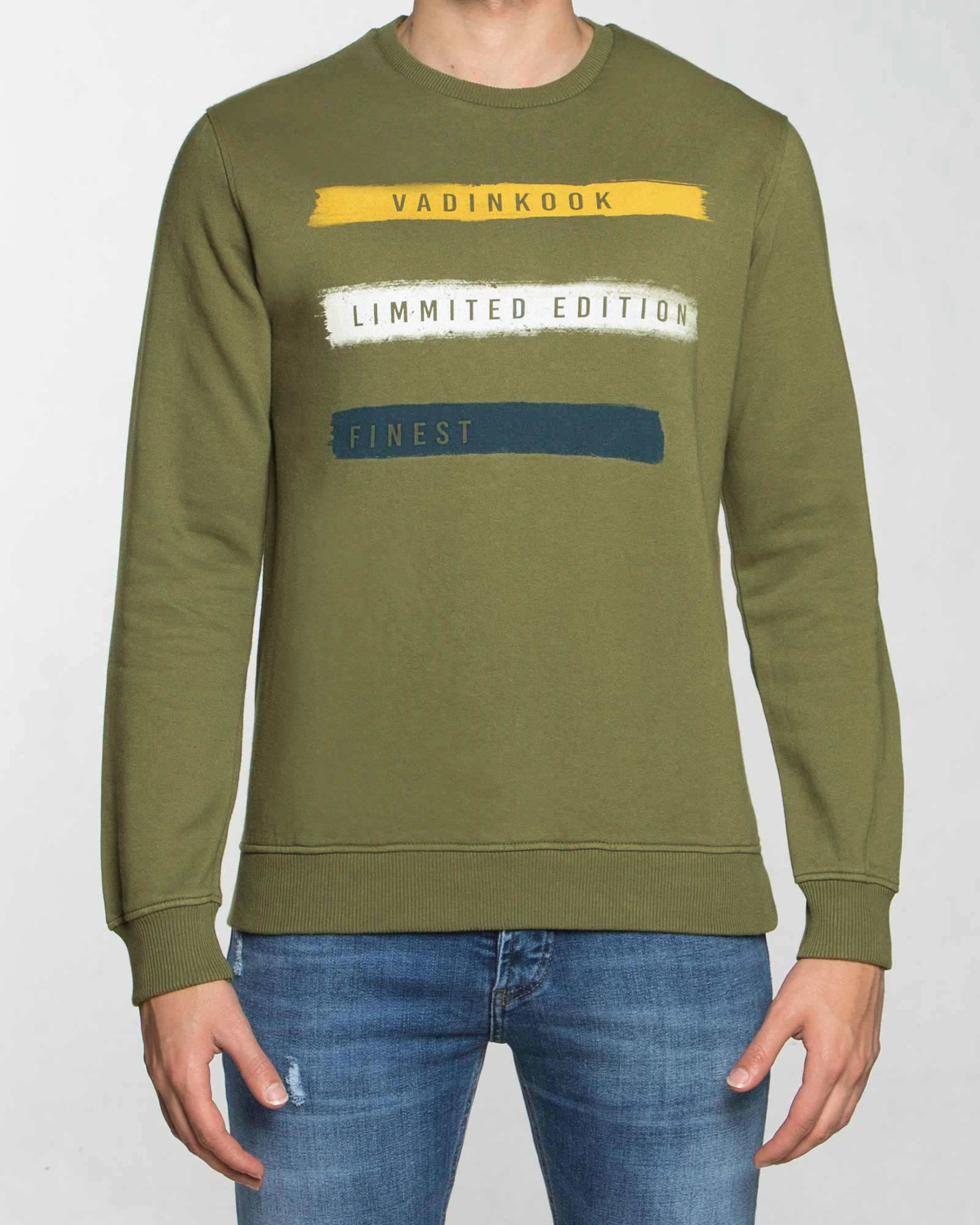 بلوز دورس مردانه آستین بلند اسپرت - زیتونی - رو به رو