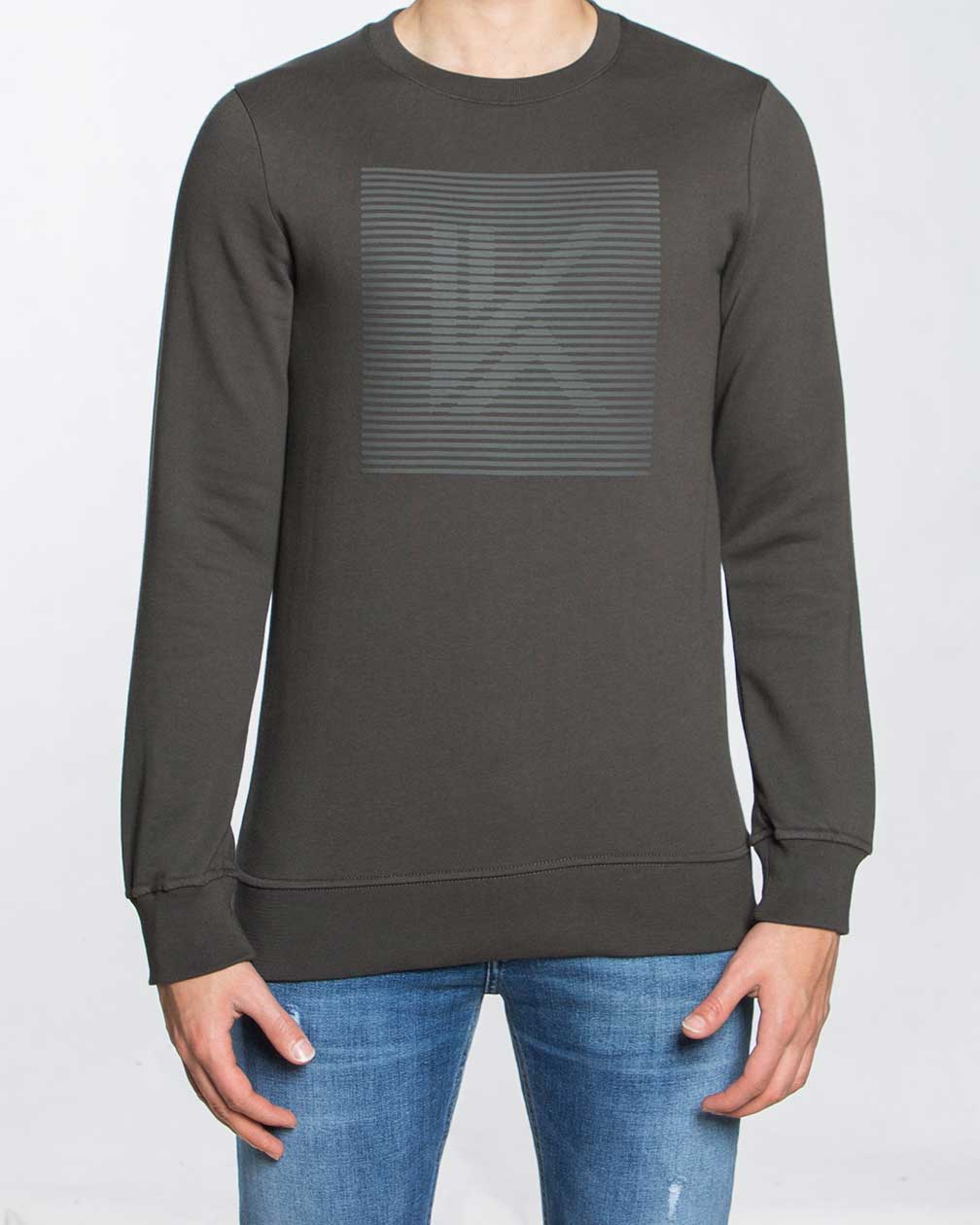 بلوز مردانه آستین بلند اسپرت - دودی - رو به رو