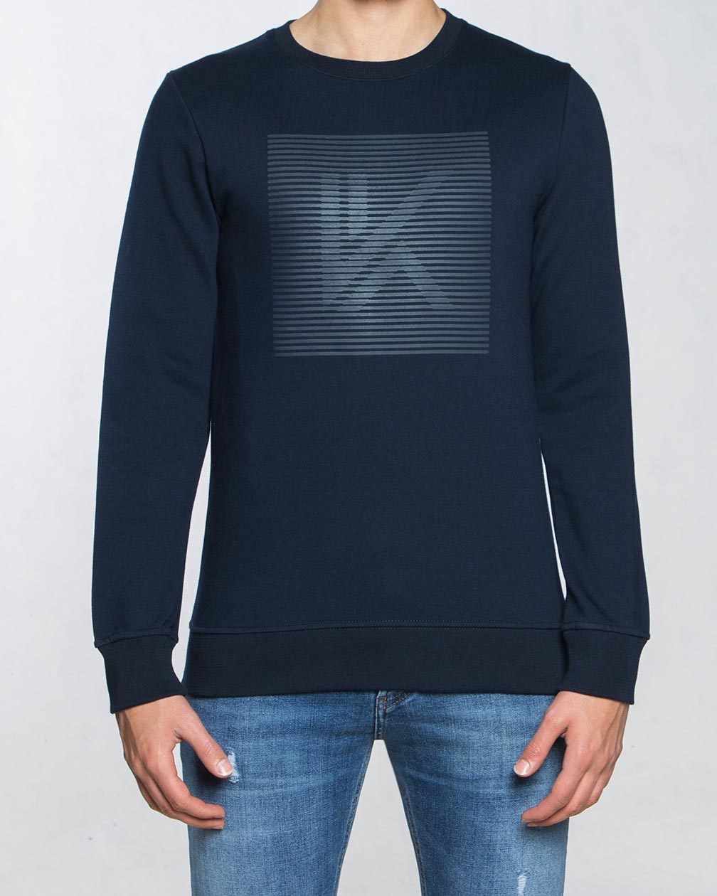 بلوز مردانه آستین بلند اسپرت - سرمه ای تیره - رو به رو