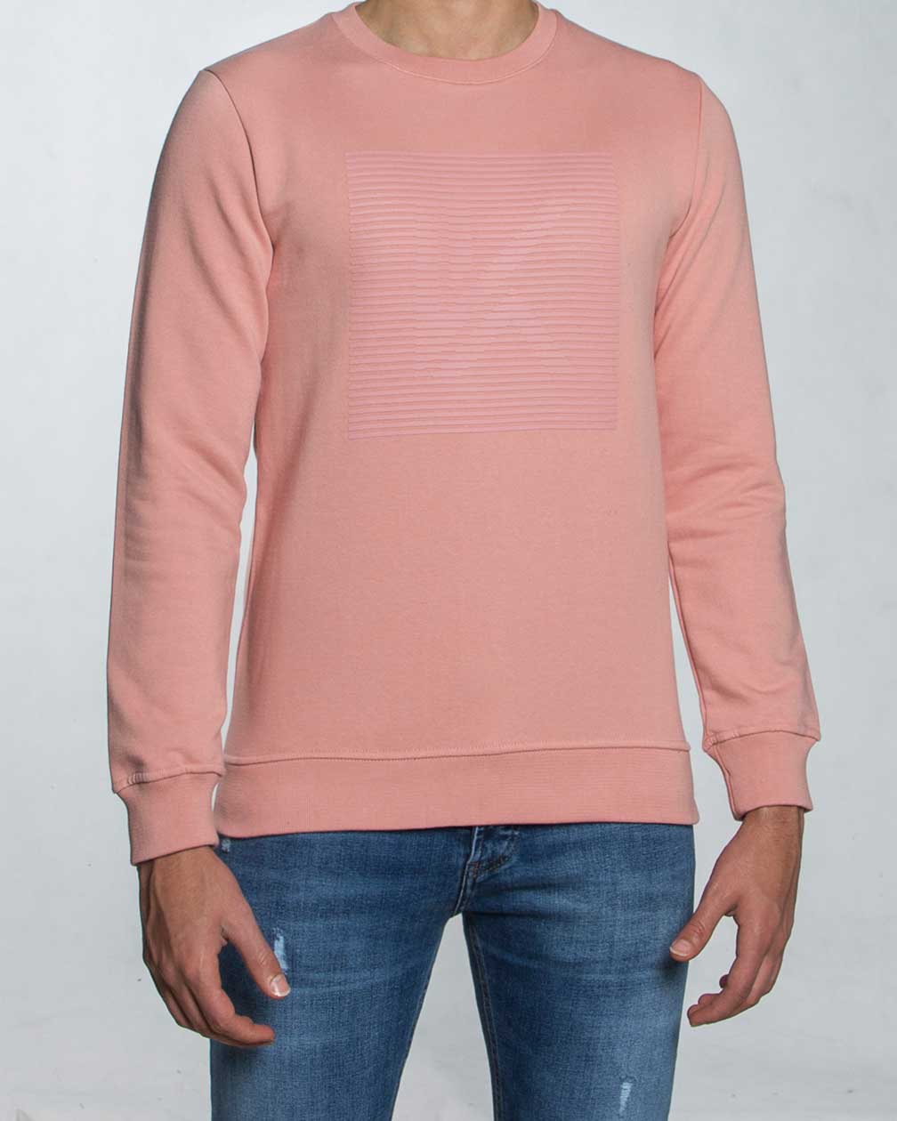 بلوز مردانه آستین بلند اسپرت - صورتی کثیف - رو به رو