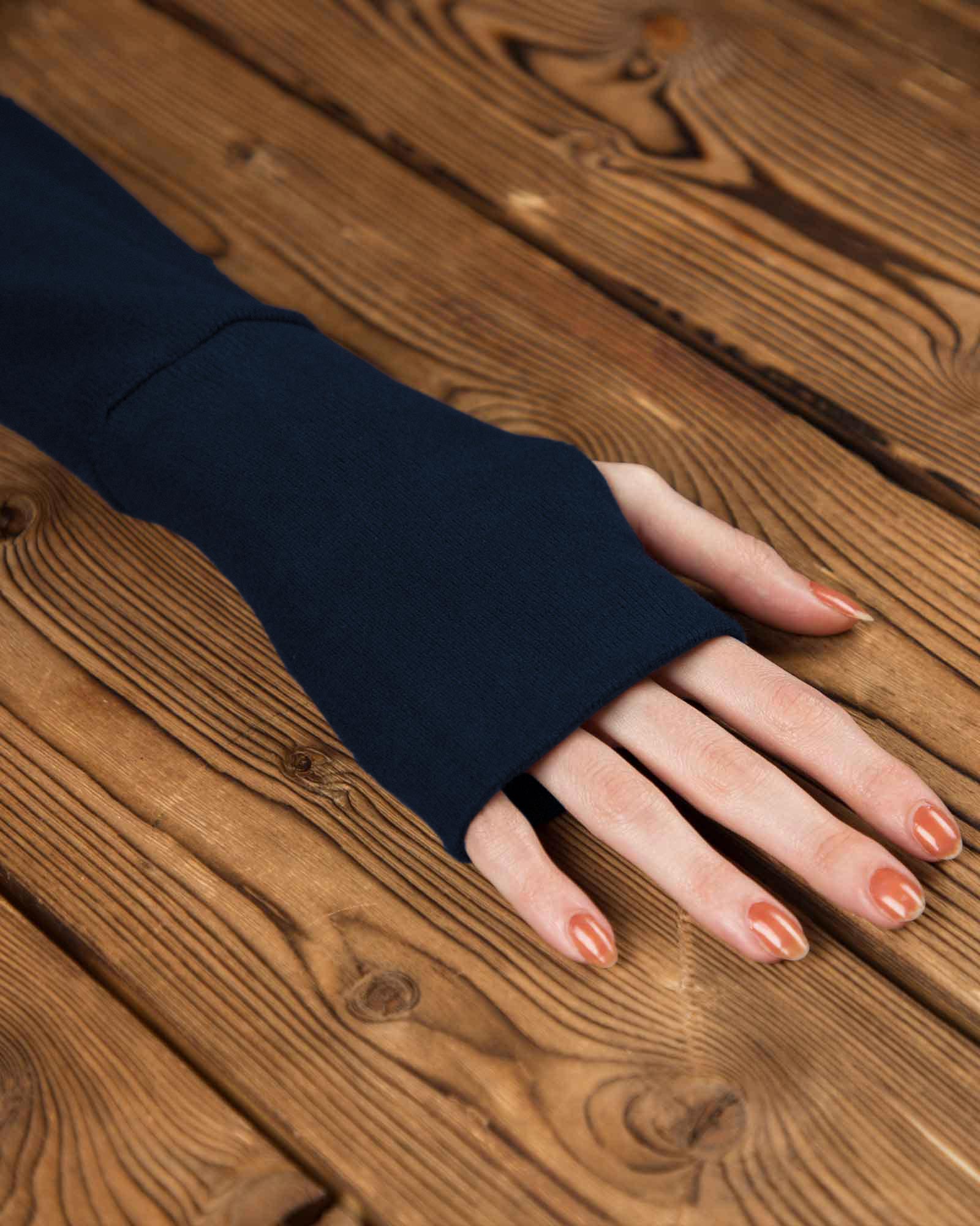 تونیک زنانه یقه اسکی آستین دستکشی-سرمه ای تیره-آستین