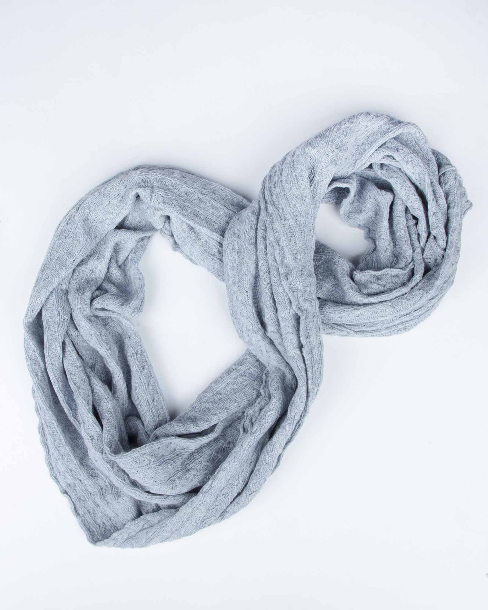 ست کلاه و شال بافت و دستکش - طوسی کمرنگ - شال رینگی