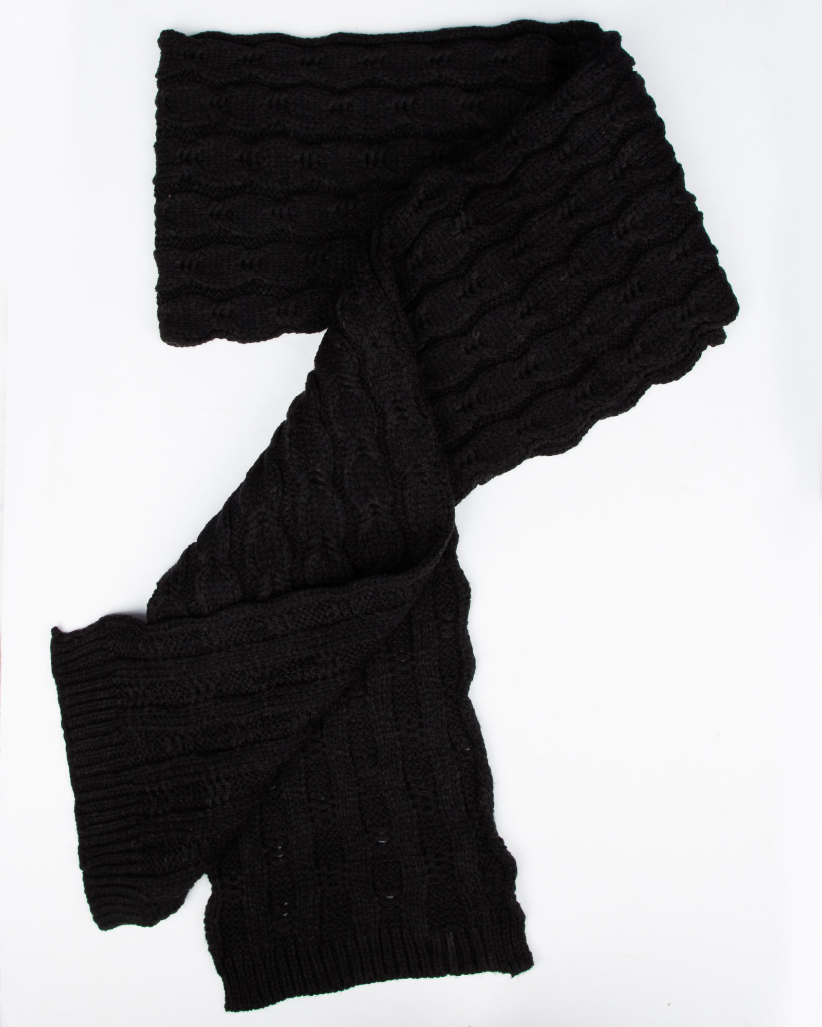 ست کلاه و شال گردن و دستکش بافت - مشکی - شال بافت