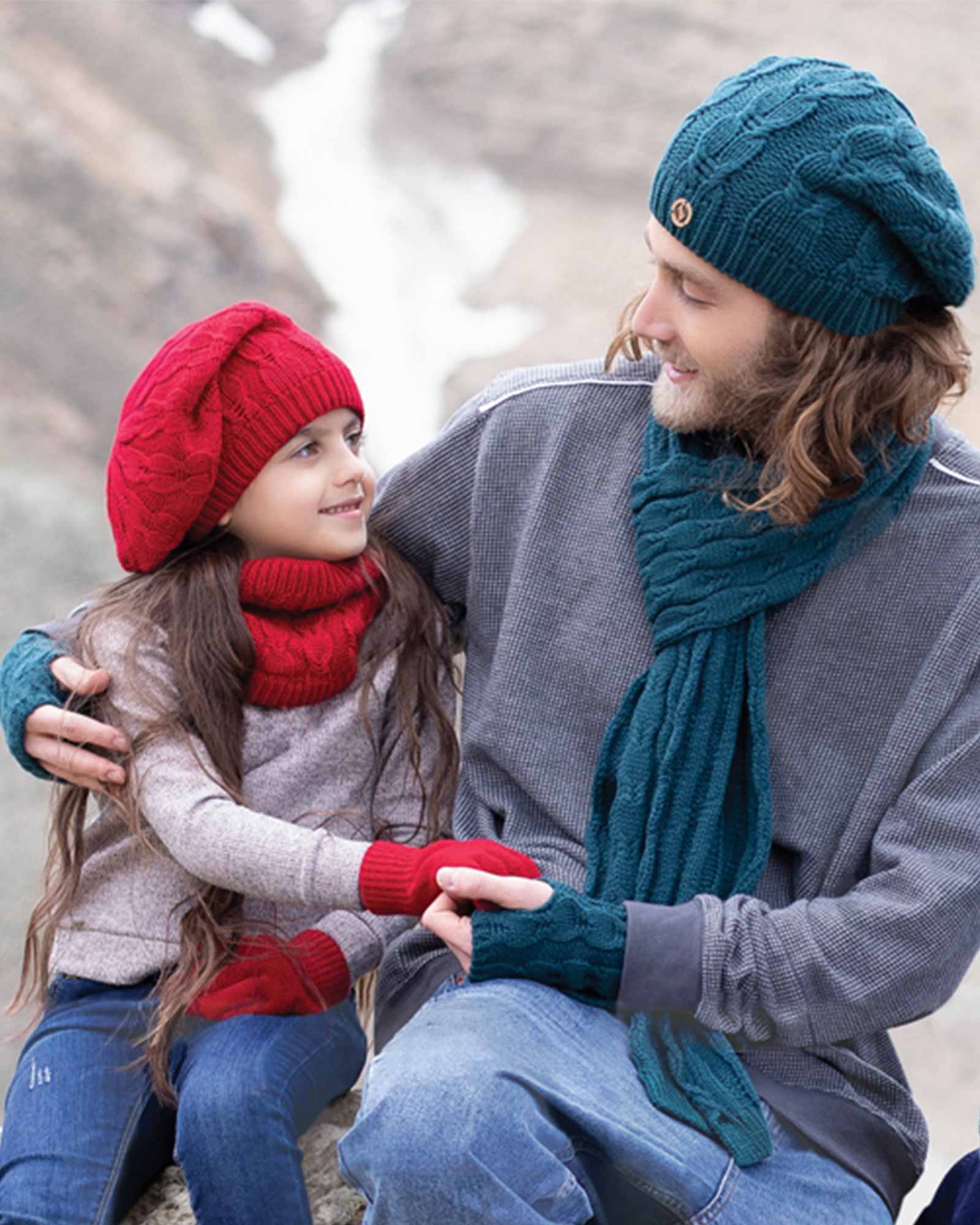 ست کلاه و شال گردن و دستکش بافت - کله غازی - مدل