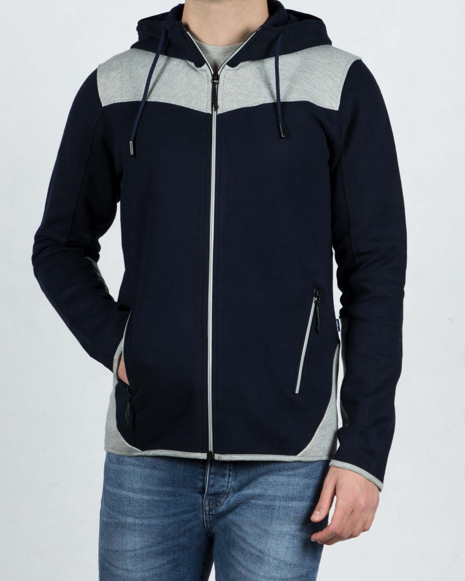 سویشرت مردانه دو رنگ-سرمه ای -رو به رو