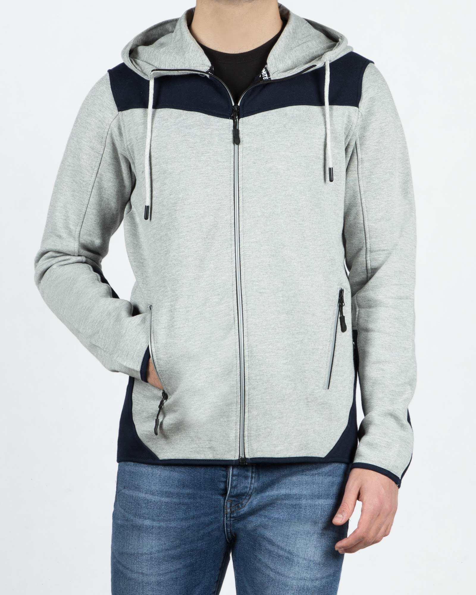 سویشرت مردانه دو رنگ-طوسی -رو به رو