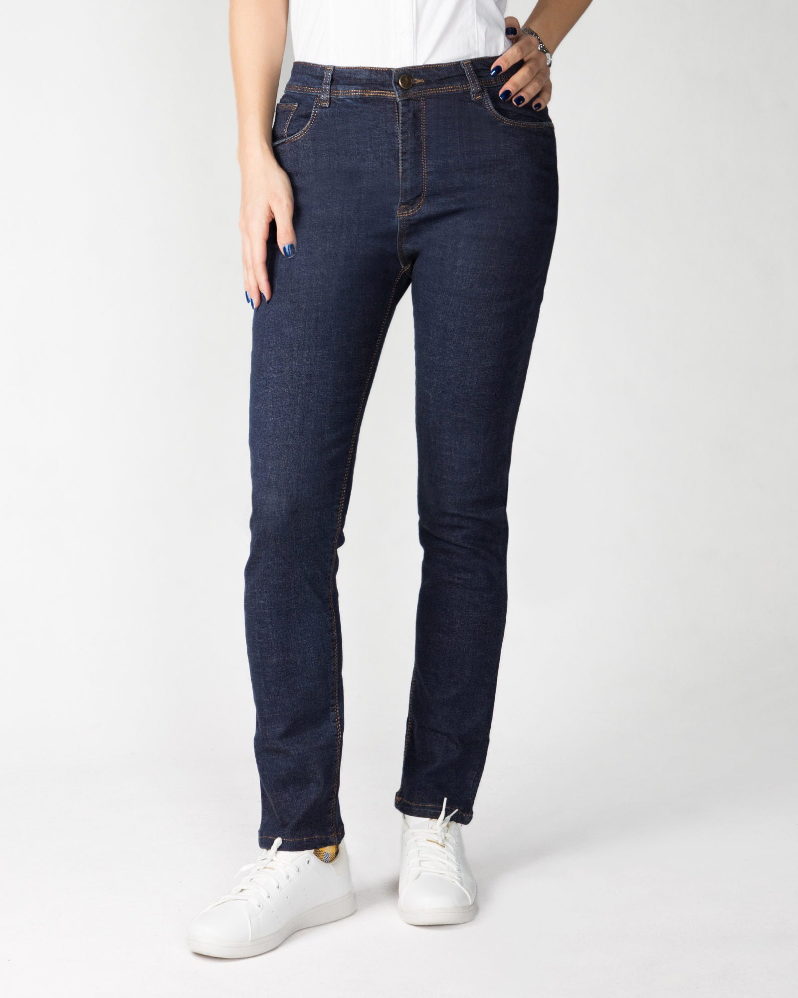 شلوار جین زنانه سرمه ای-سرمه ای-جلو