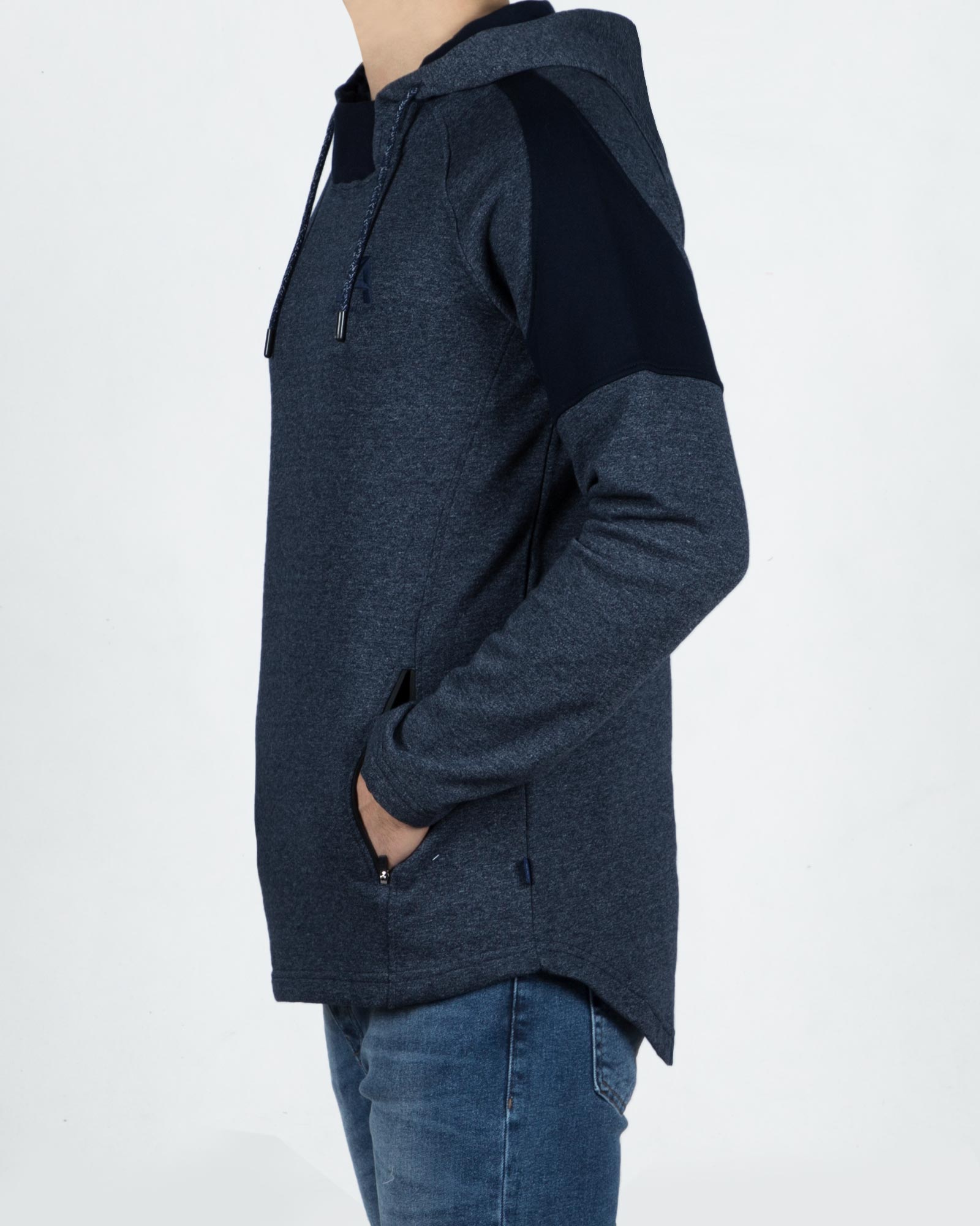 هودی جیب دار مردانه-سرمه ای-بغل