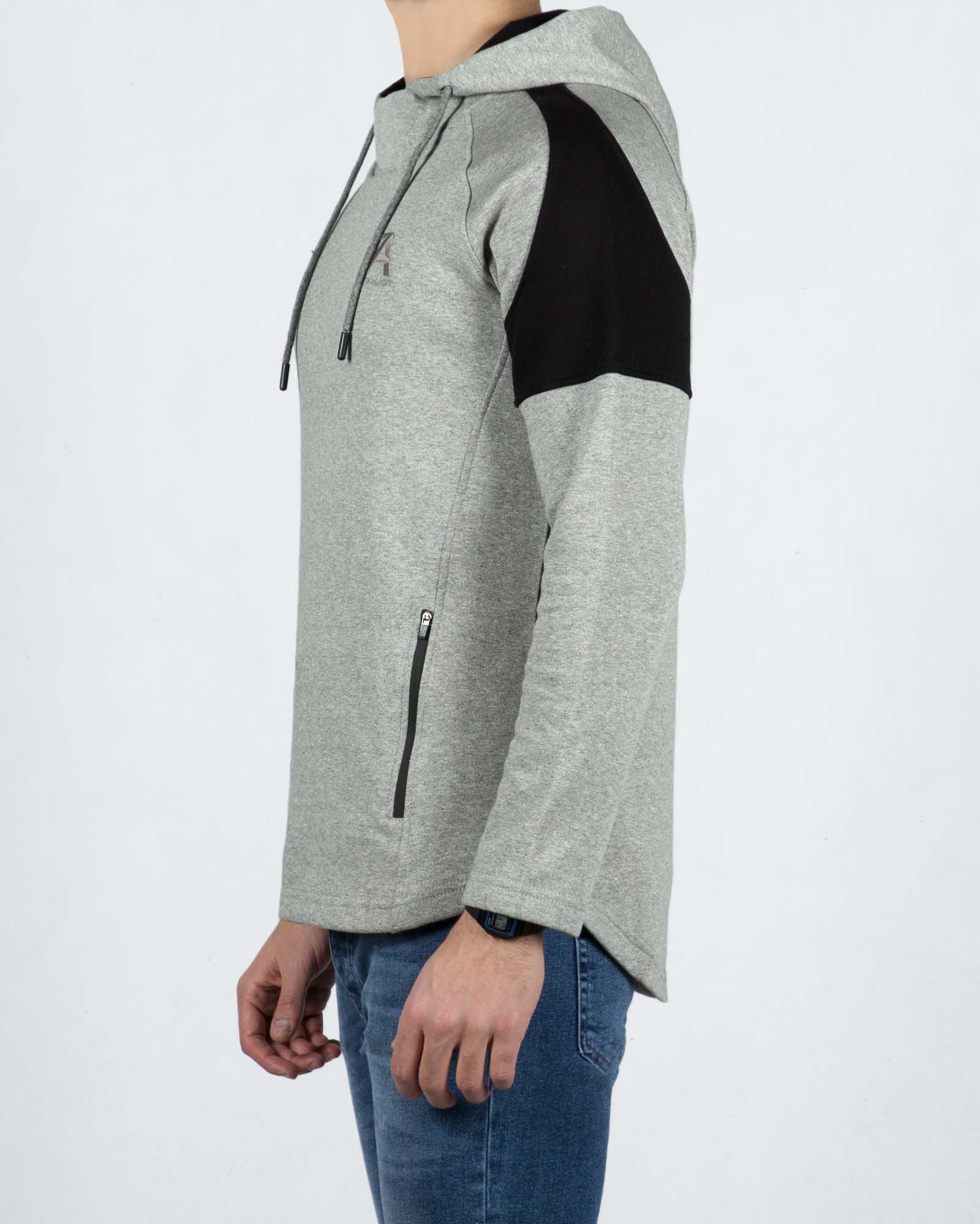 هودی جیب دار مردانه-طوسی-بغل