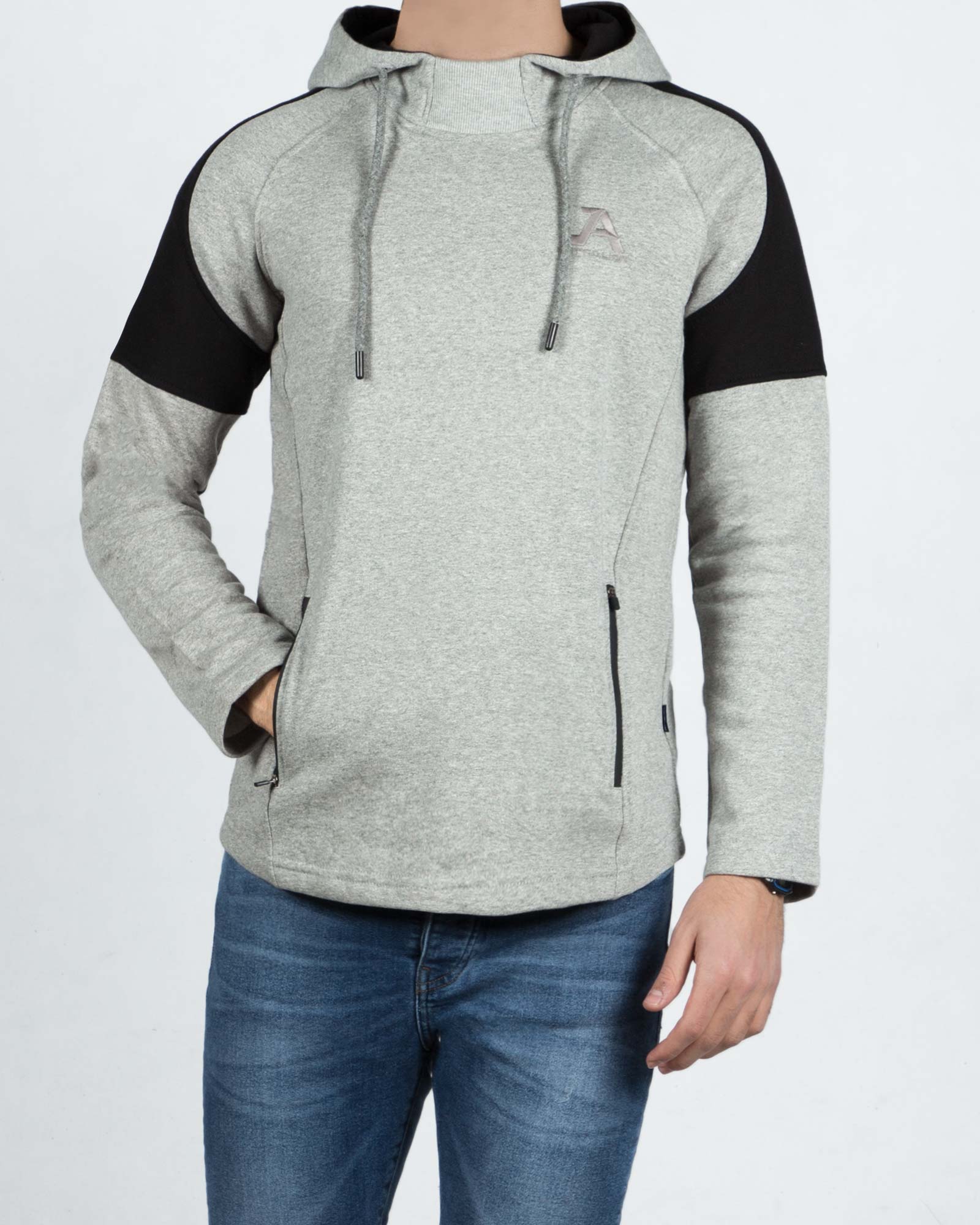 هودی جیب دار مردانه-طوسی-رو به رو