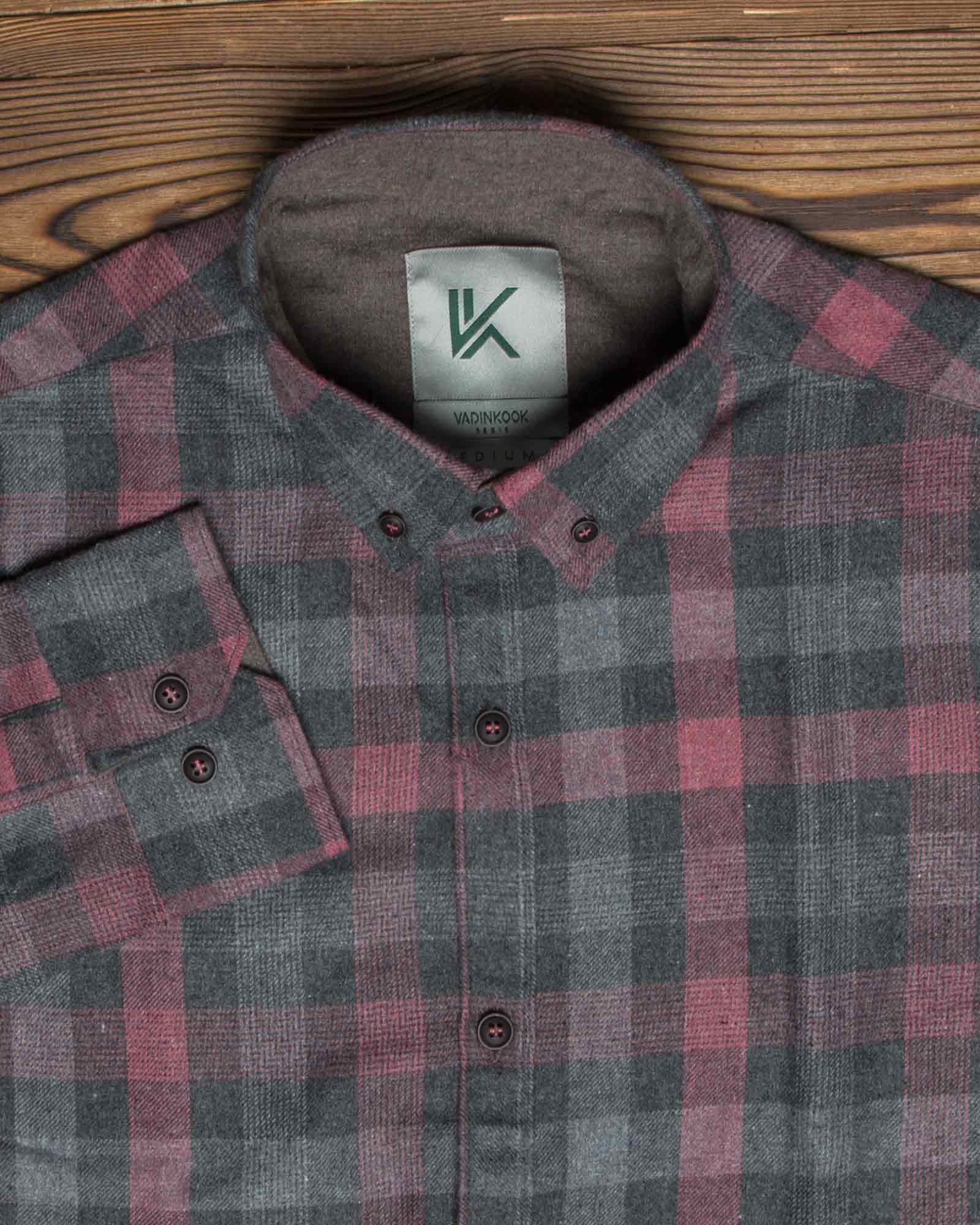 پیراهن پشمی چهارخانه اسپرت مردانه - سرخابی - یقه مردانه