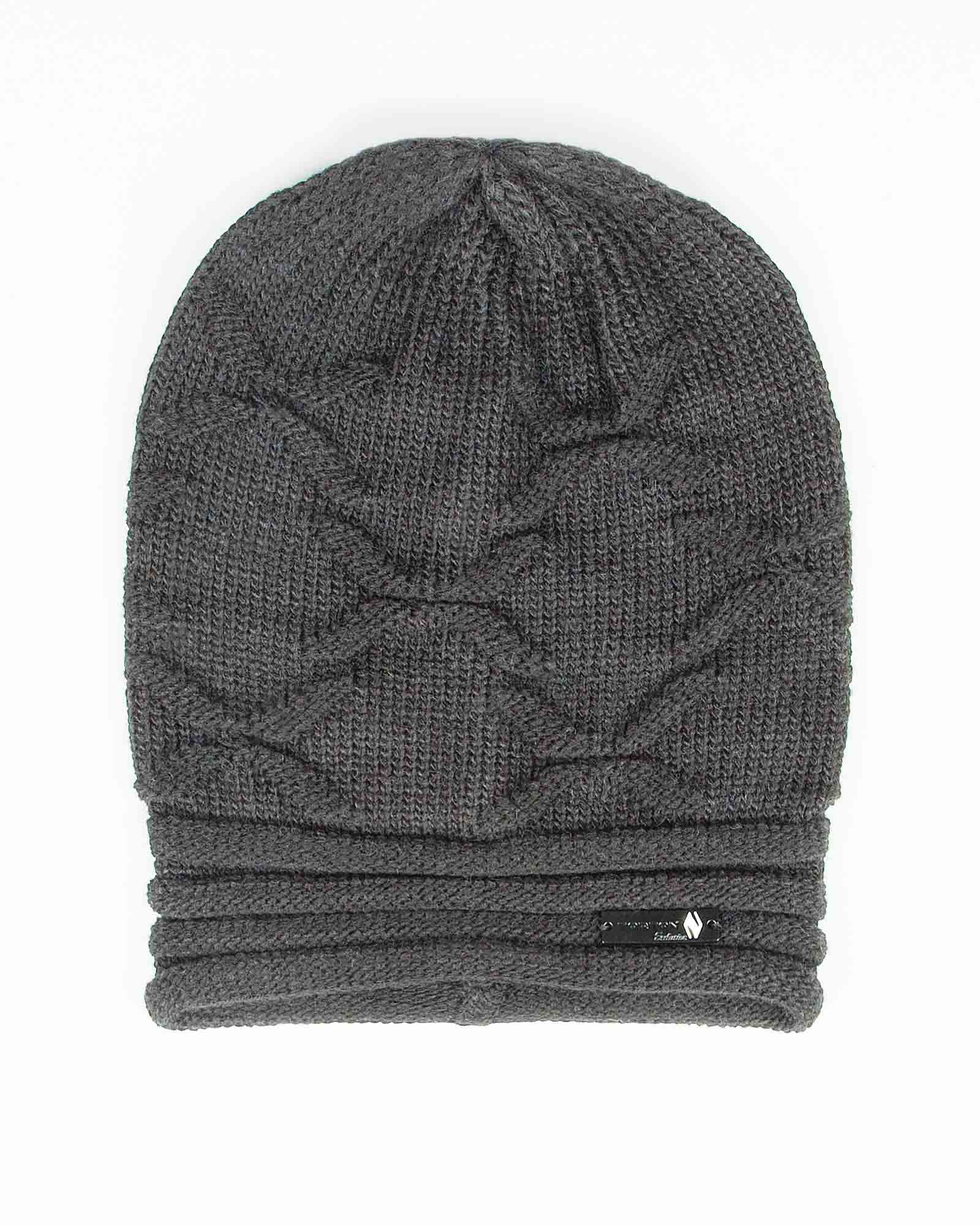 کلاه بافت طرح پروانه - دودی - رو به رو