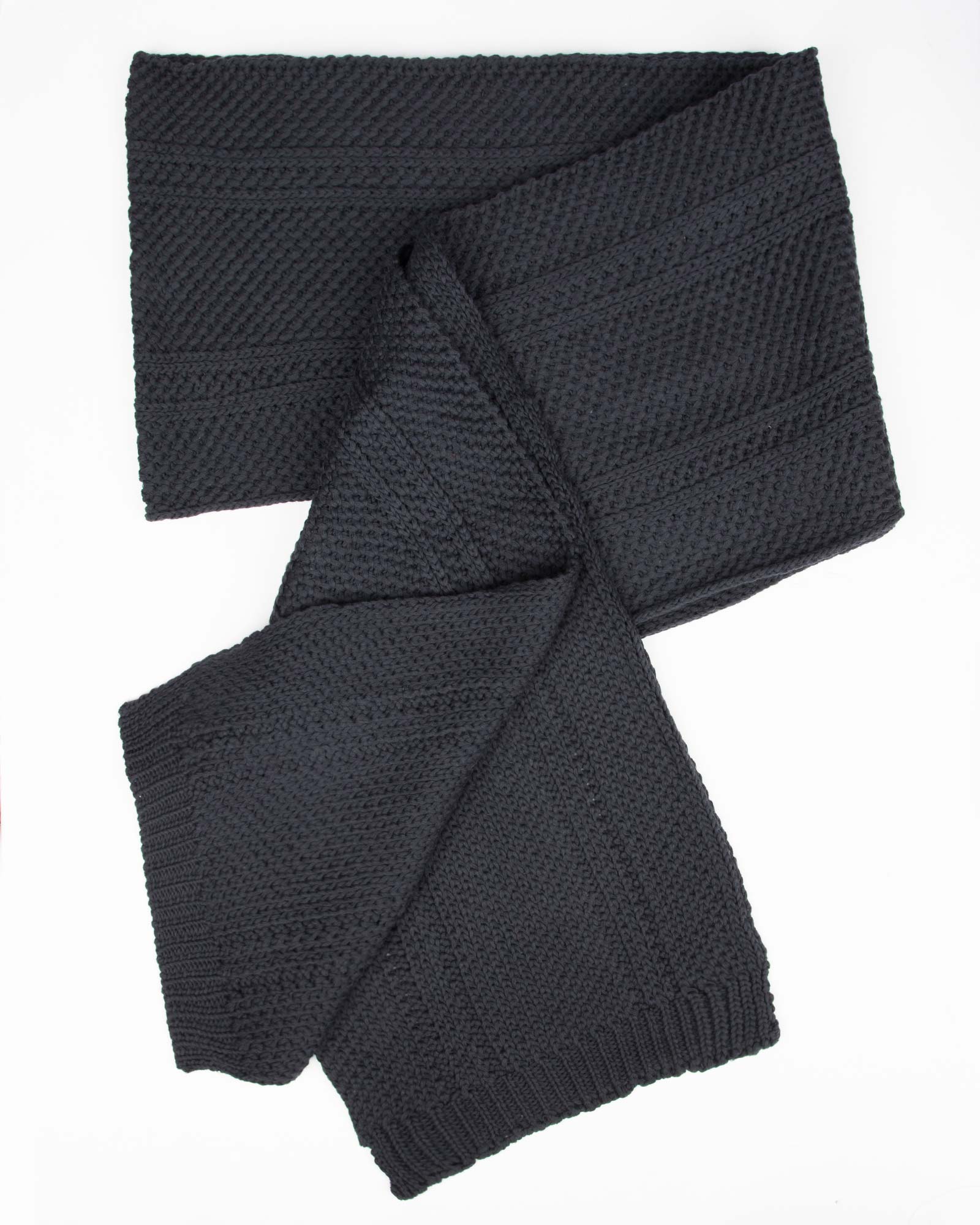 کلاه کج و شال گردن بافتنی و دستپوش - دودی تیره - شال بافت