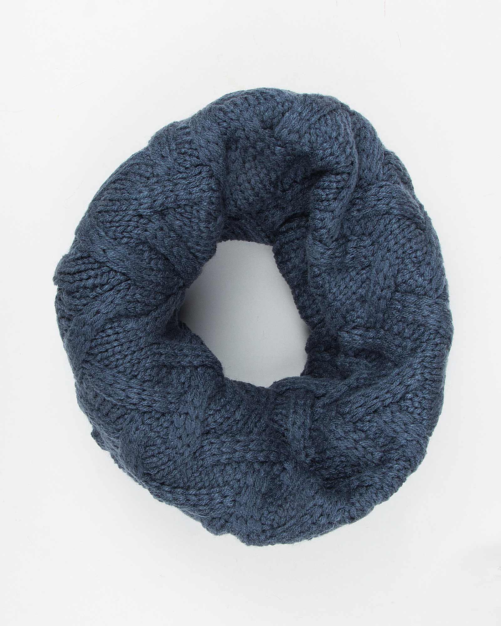 کلاه گردنی ساده بافتنی - آبی تیره - شال گردن رینگی