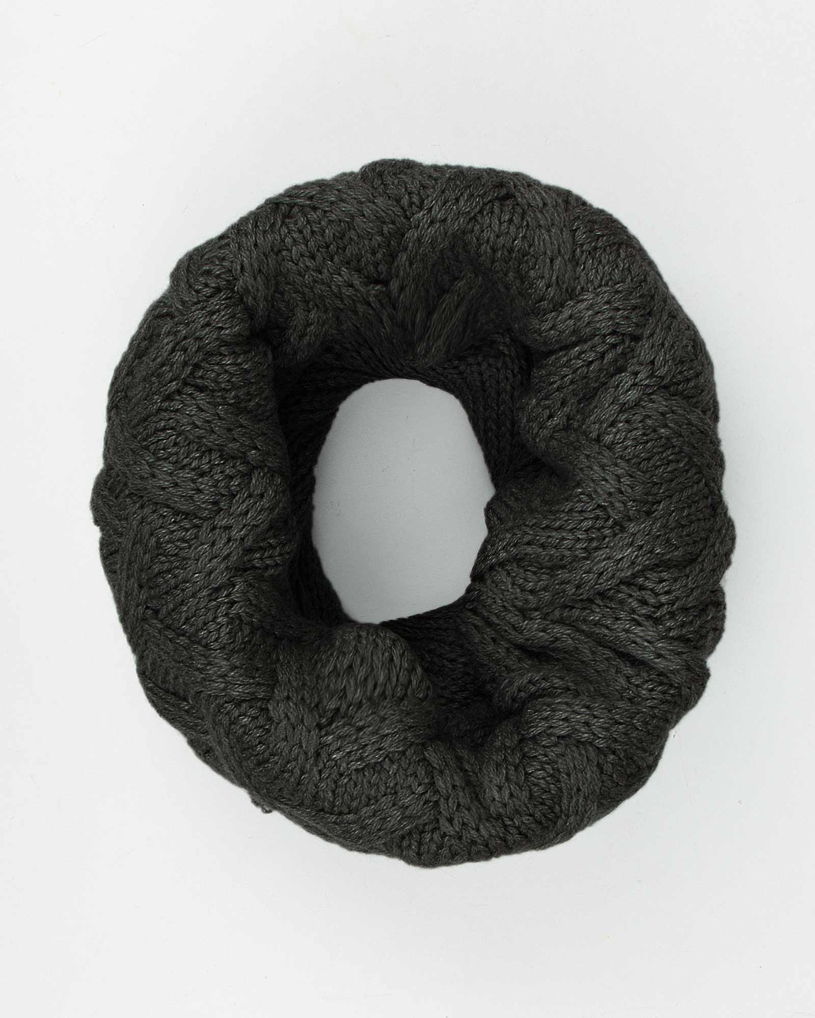 کلاه گردنی ساده بافتنی - دودی - شال گردن رینگی