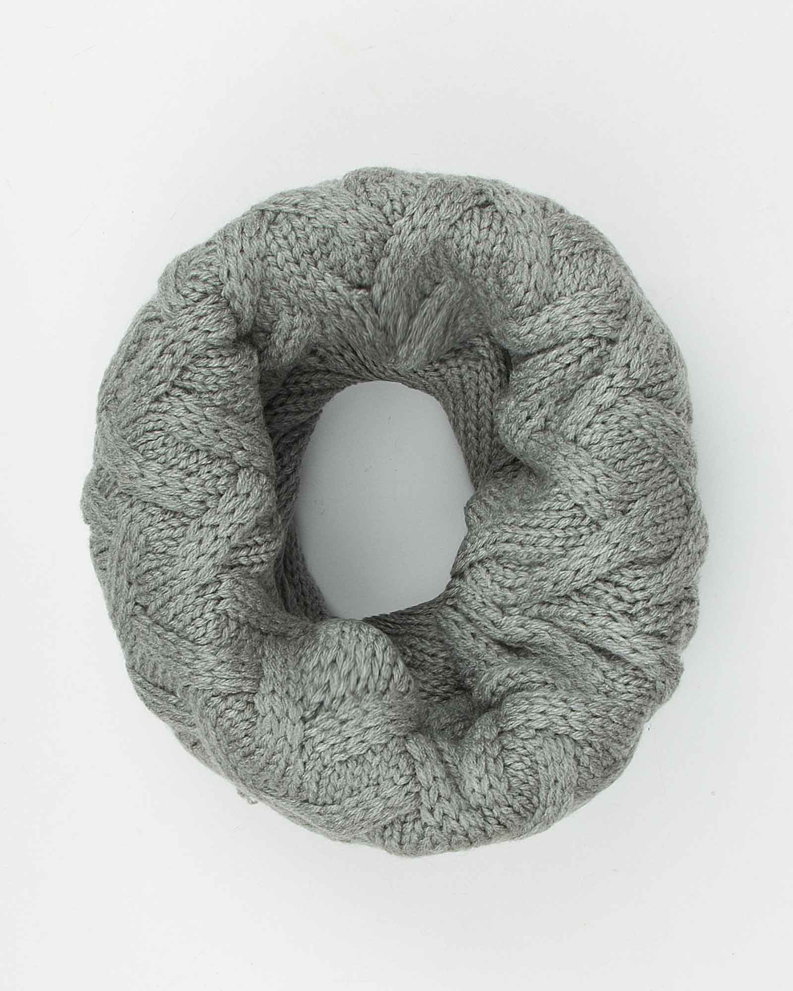 کلاه گردنی ساده بافتنی - طوسی - شال گردن رینگی