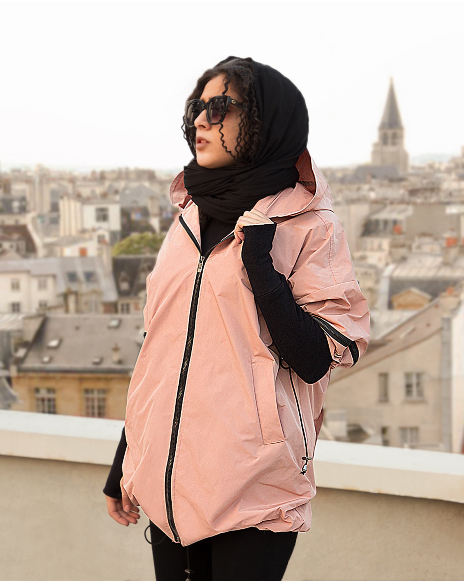 بارانی دخترانه اسپرت کوتاه - صورتی- دخترانه