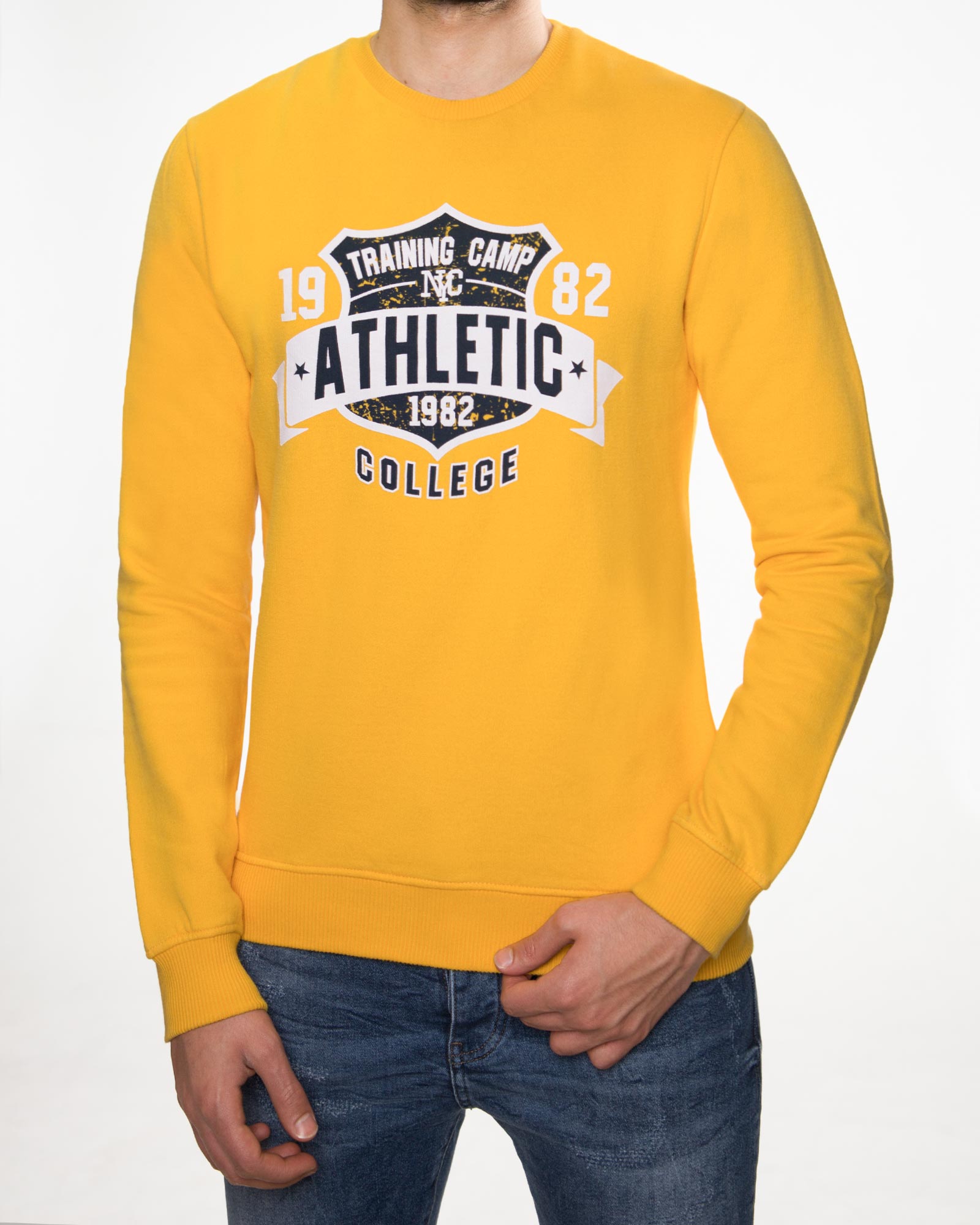 بلوز دورس طرح دار مردانه - زرد - رو به رو