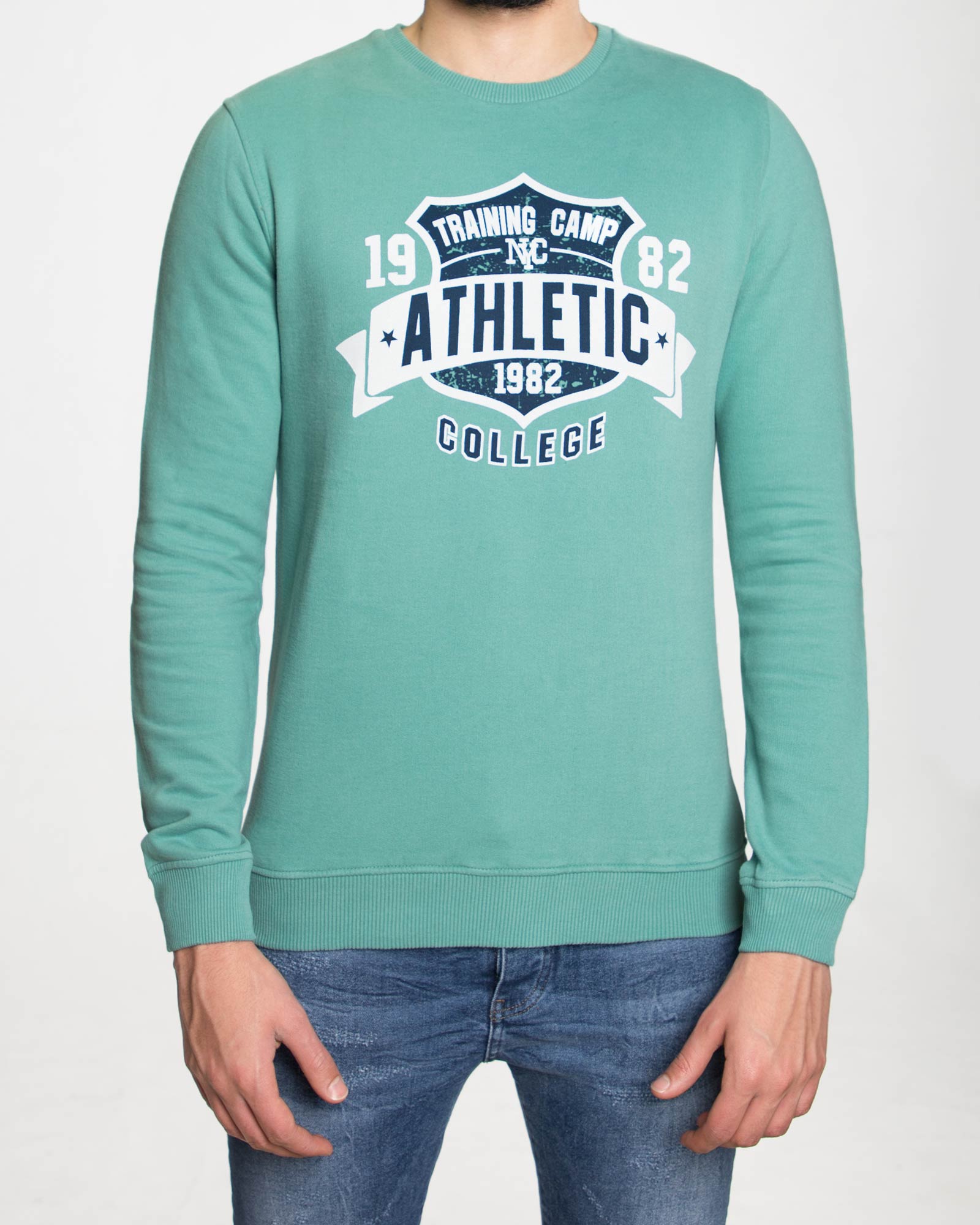 بلوز دورس طرح دار مردانه - سبزآبی - رو به رو