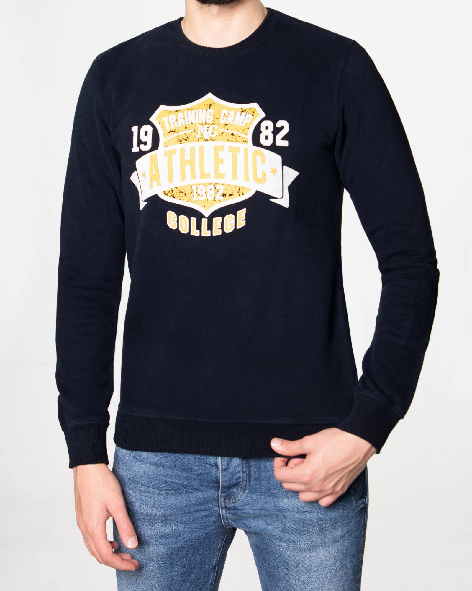 بلوز دورس طرح دار مردانه - سرمه‌ای تیره - رو به رو