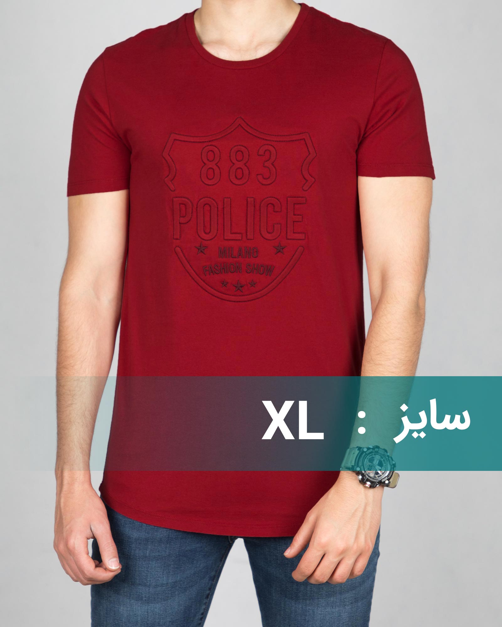 تیشرت مردانه طرح دار - شرابى