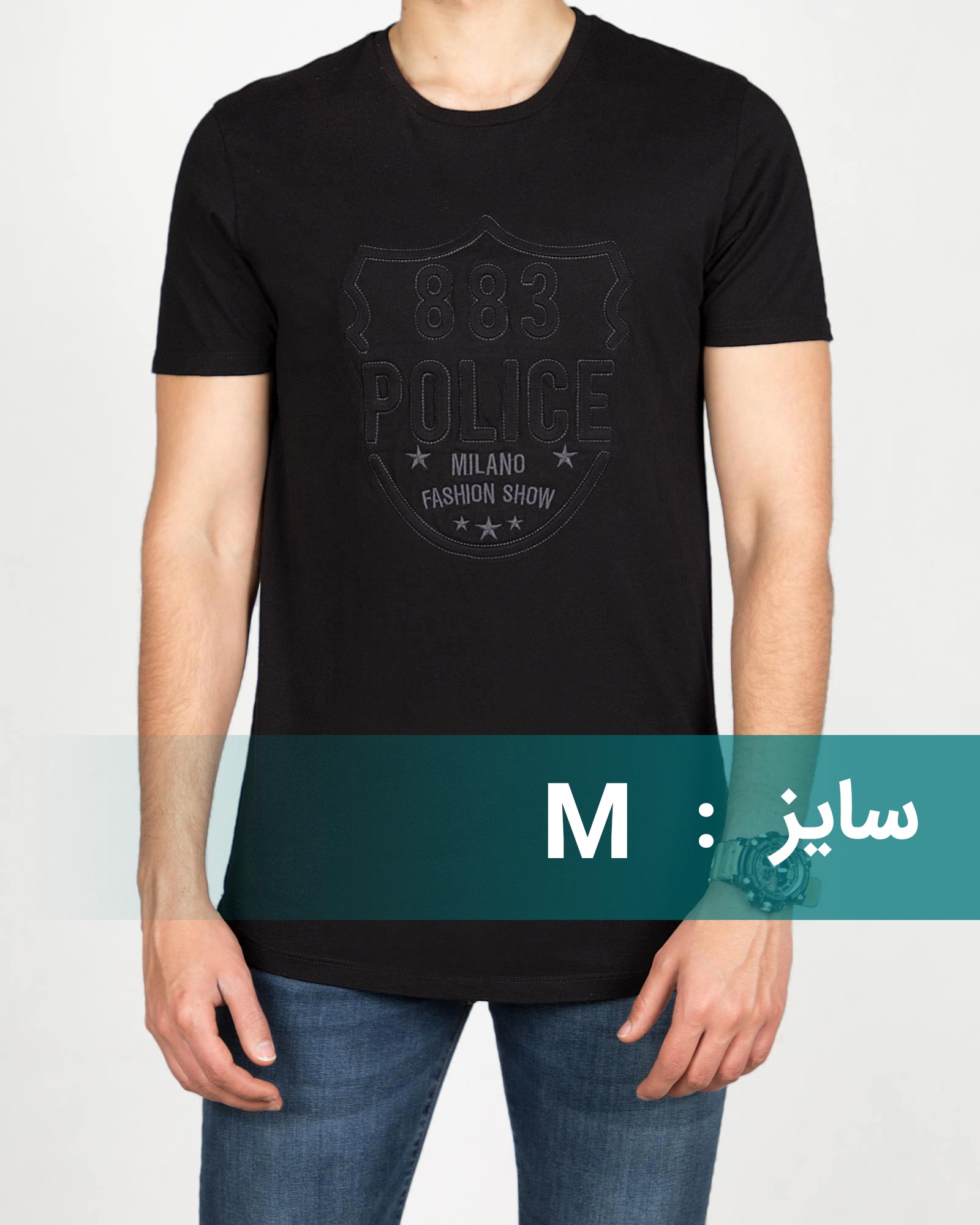 تیشرت مردانه طرح دار - مشکی