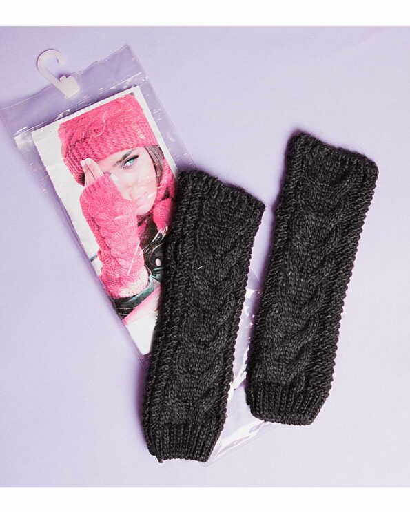 دست پوش بافت بلند - خاکستری‌تیره - بسته‌بندی