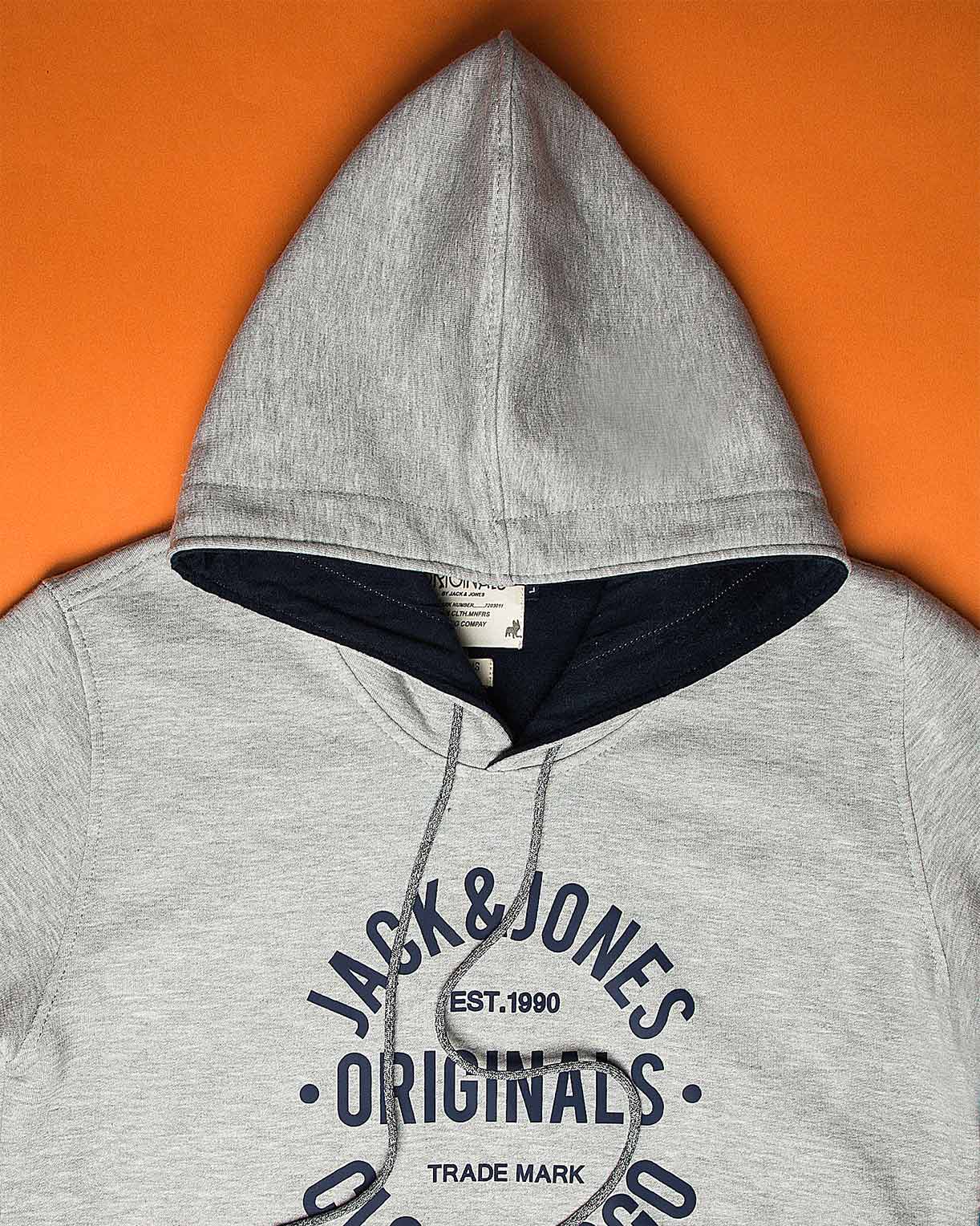 هودی نخ پنبه ای آستین بلند مردانه - طوسی کمرنگ - کلاه و طرح NYC