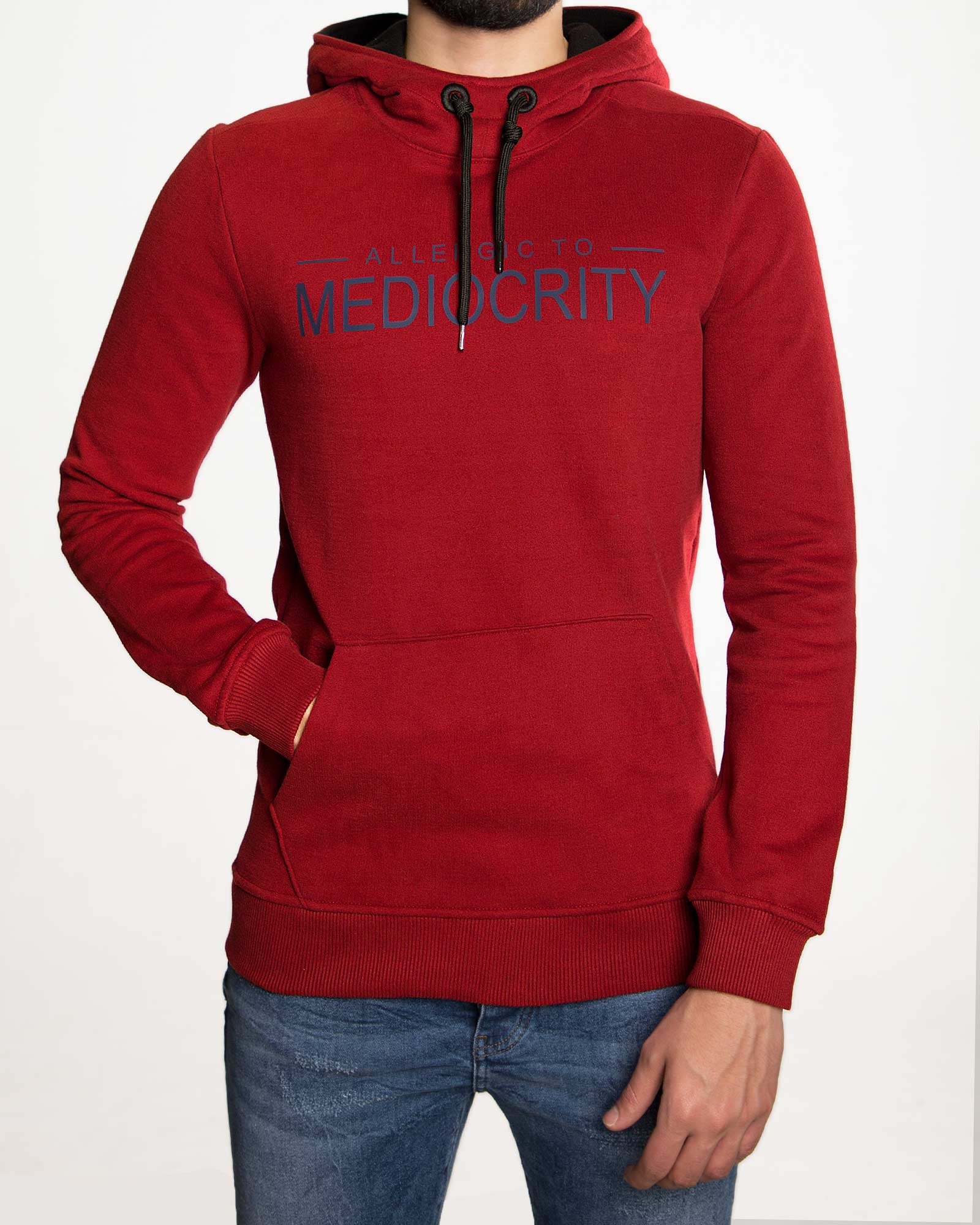 هودی نخ پنبه ای اسپرت مردانه - شرابی - رو به رو