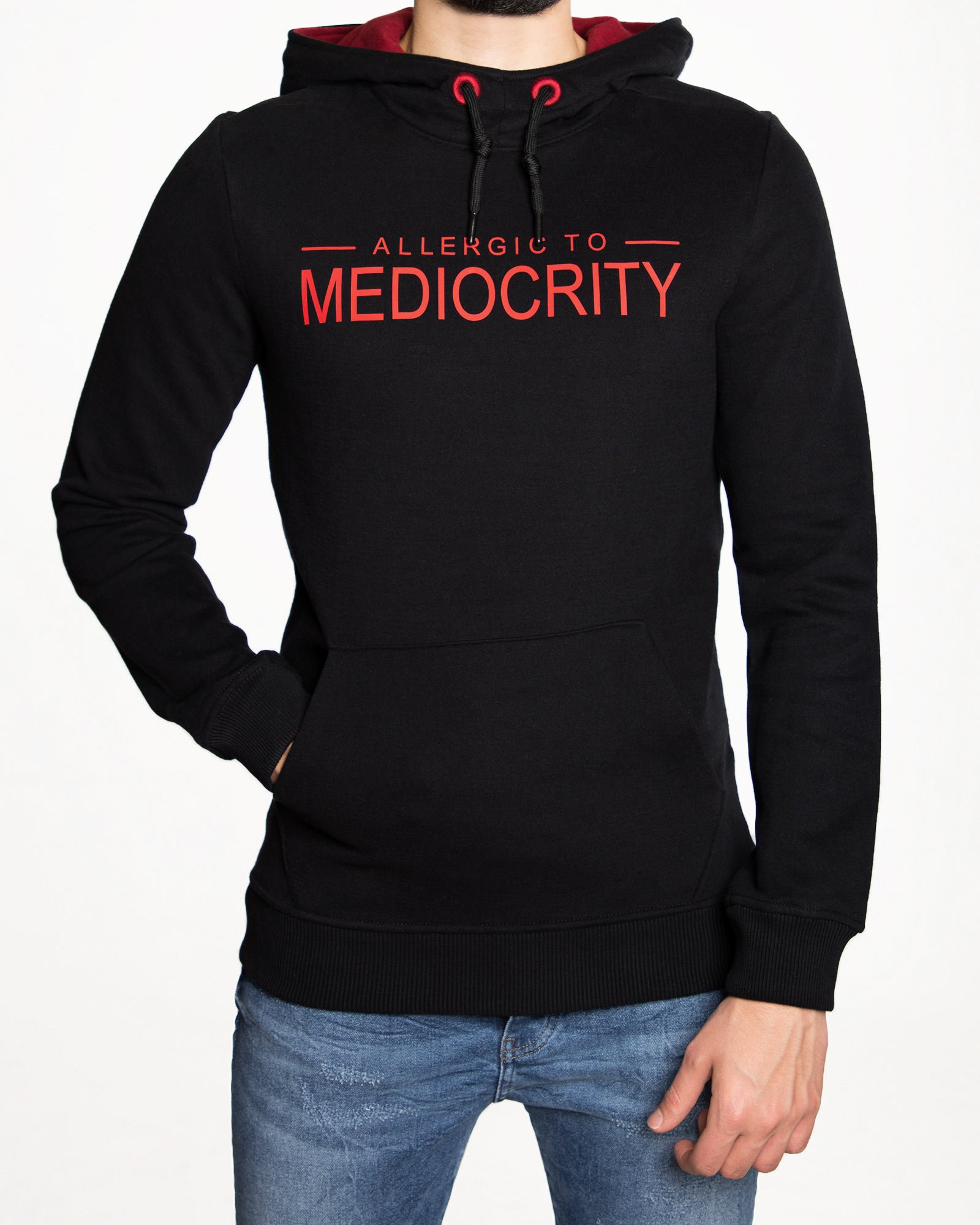 هودی نخ پنبه ای اسپرت مردانه - مشکی - رو به رو