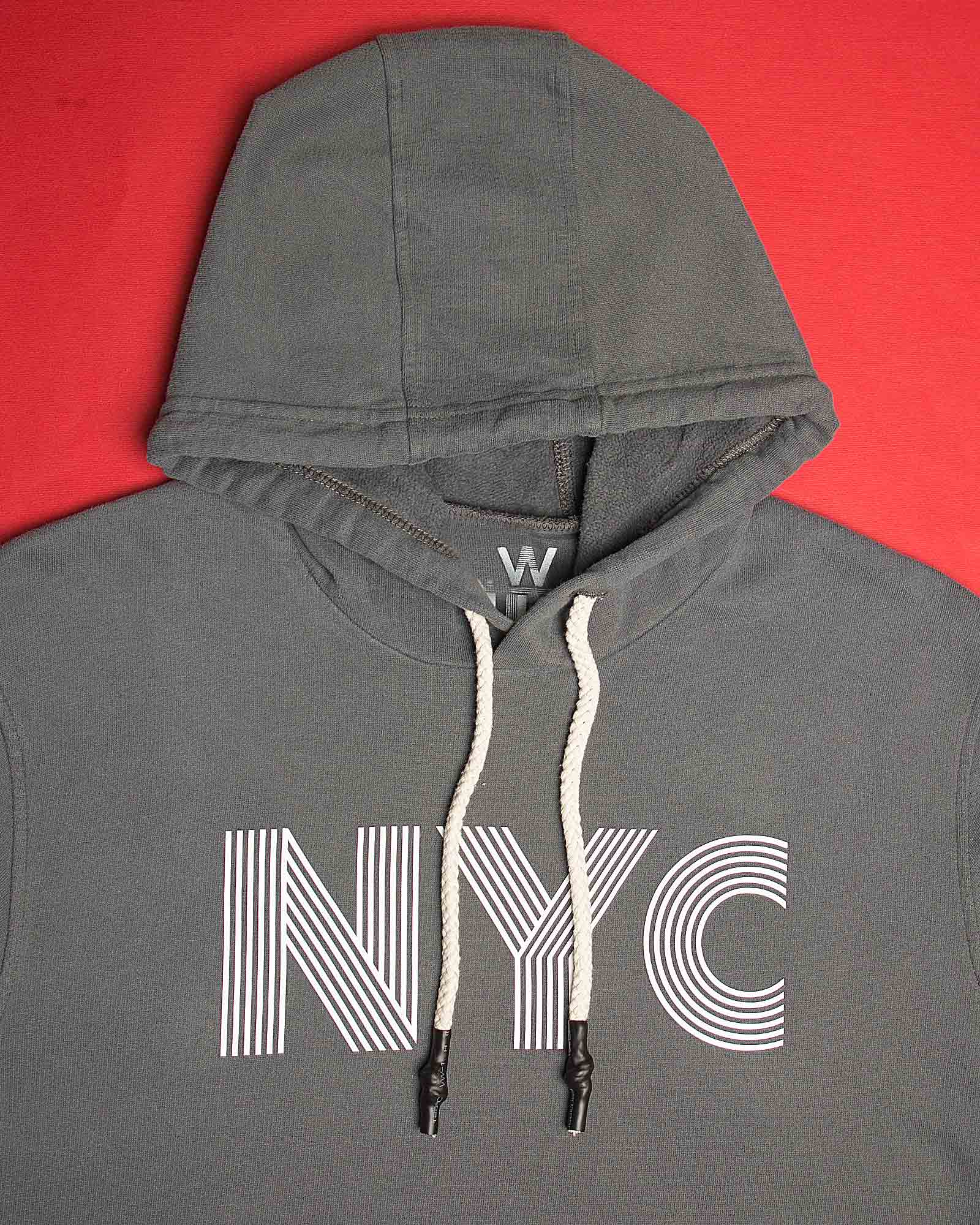 هودی نخ پنبه ای دخترانه - خاکستری - کلاه و طرح NYC