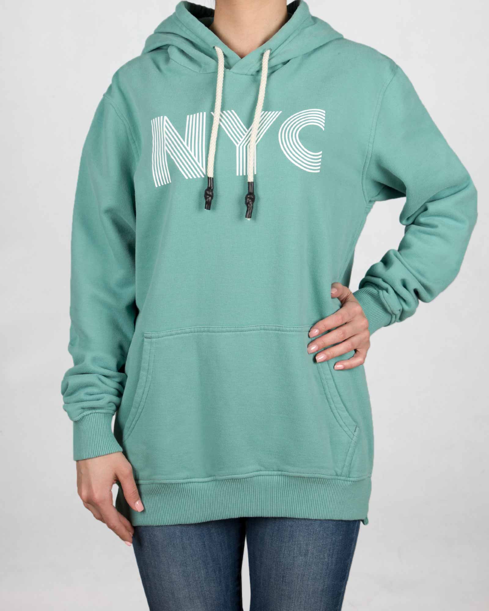 هودی نخ پنبه ای دخترانه - سبز آبی - رو به رو