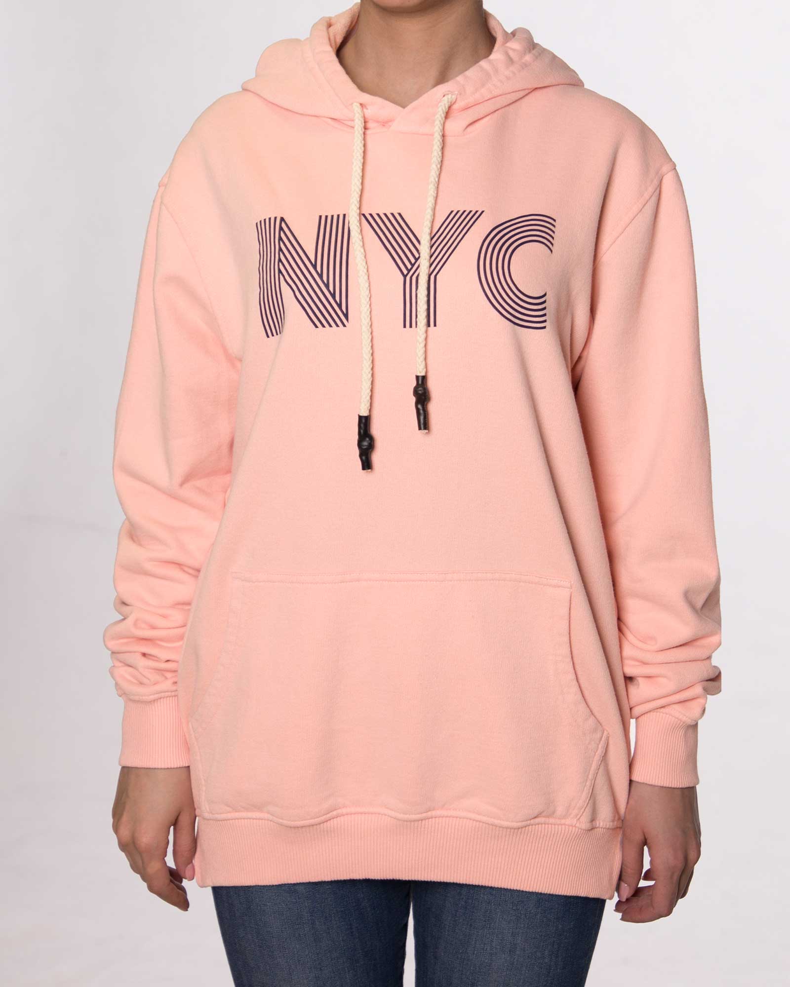 هودی نخ پنبه ای دخترانه - صورتی - رو به رو