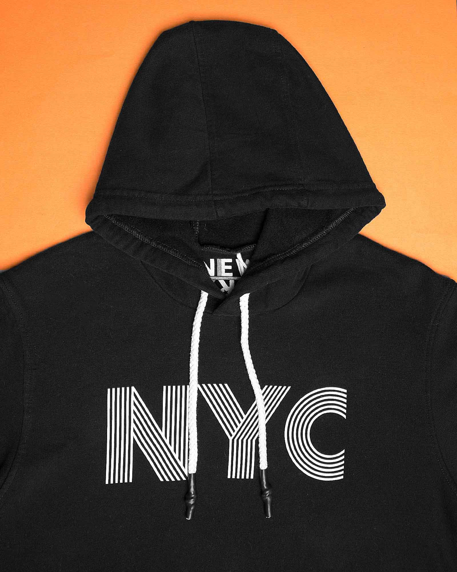هودی نخ پنبه ای دخترانه - مشکی - کلاه و طرح NYC