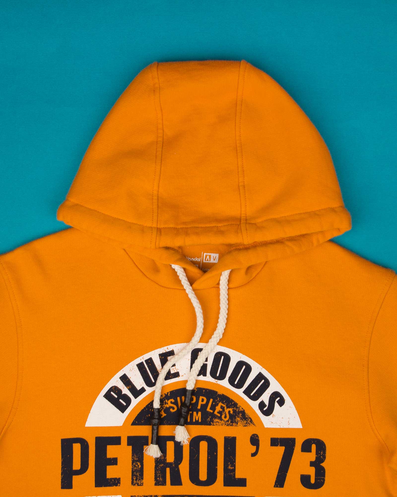 هودی نخ پنبه ای طرح دار مردانه - نارنجی - طرح و کلاه