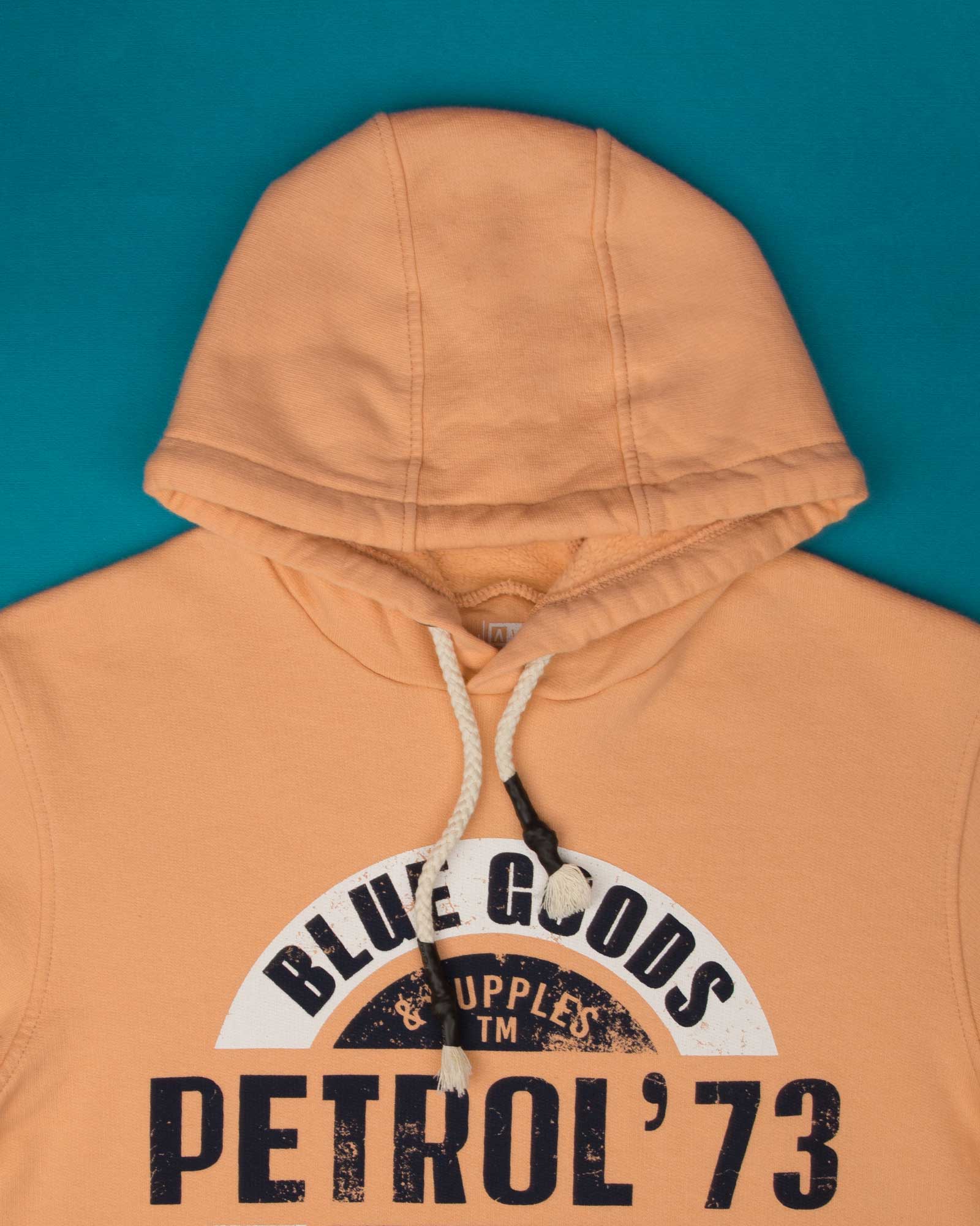 هودی نخ پنبه ای طرح دار مردانه - هلویی سیر - طرح و کلاه