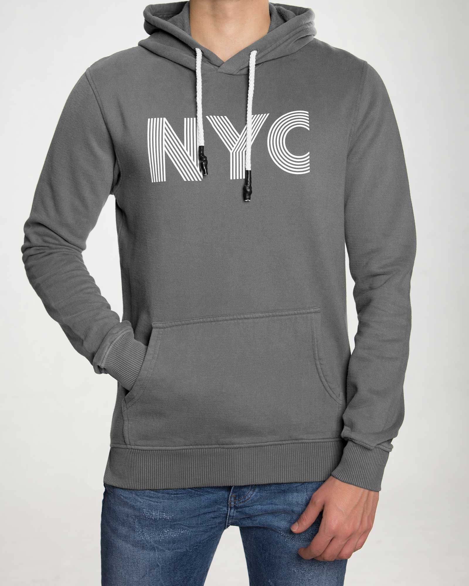 هودی نخ پنبه ای مردانه - خاکستری - رو به رو