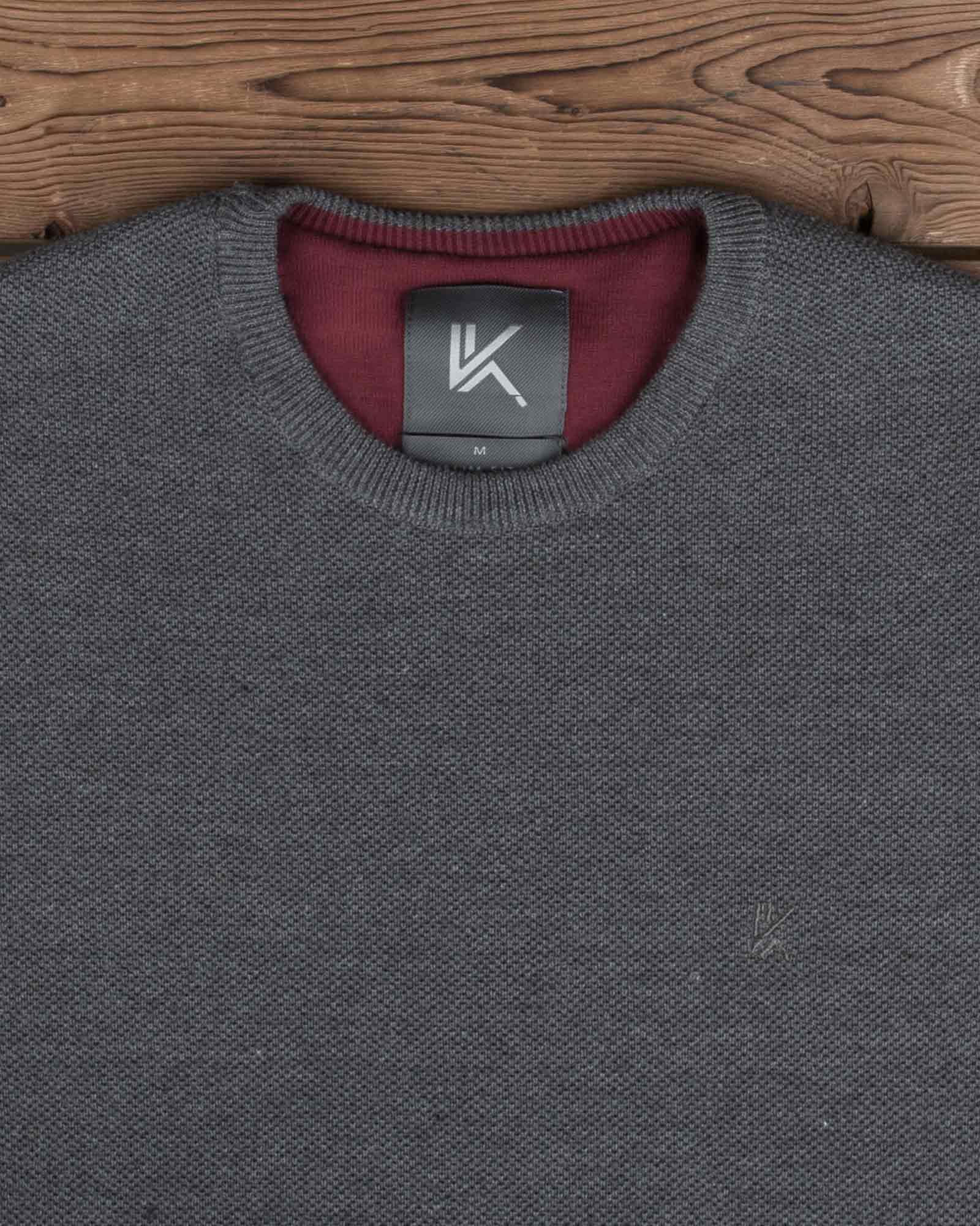 پلیور مردانه یقه گرد - دودی - پلیور یقه گرد وادین‌کوک