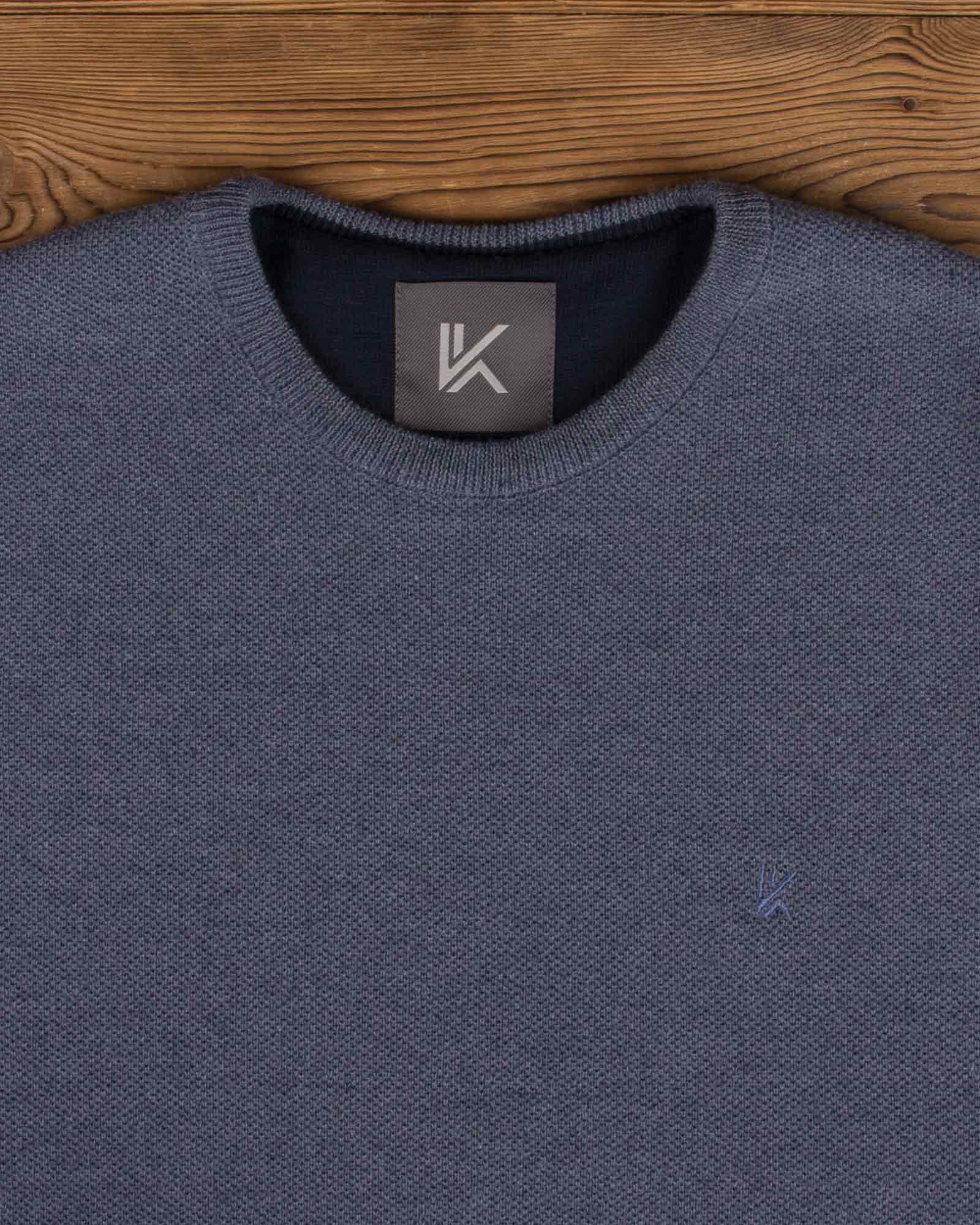 پلیور مردانه یقه گرد - سربی - پلیور یقه گرد وادین‌کوک